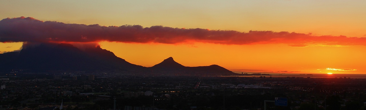 Stalo Kalnas,  Vakarinis Dangus,  Besileidžianti Saulė,  Jūra,  Cape Town,  Pietų Afrika,  Abendstimmung,  Saulėlydis, Nemokamos Nuotraukos,  Nemokama Licenzija