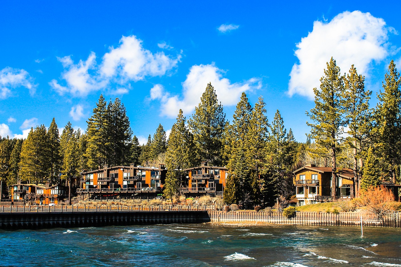 Tahoe, Ežeras, Usa, Ežeras Tahoe, Mėlynas, Vanduo, Medžiai, Kalnas, Kalifornija, Nevada