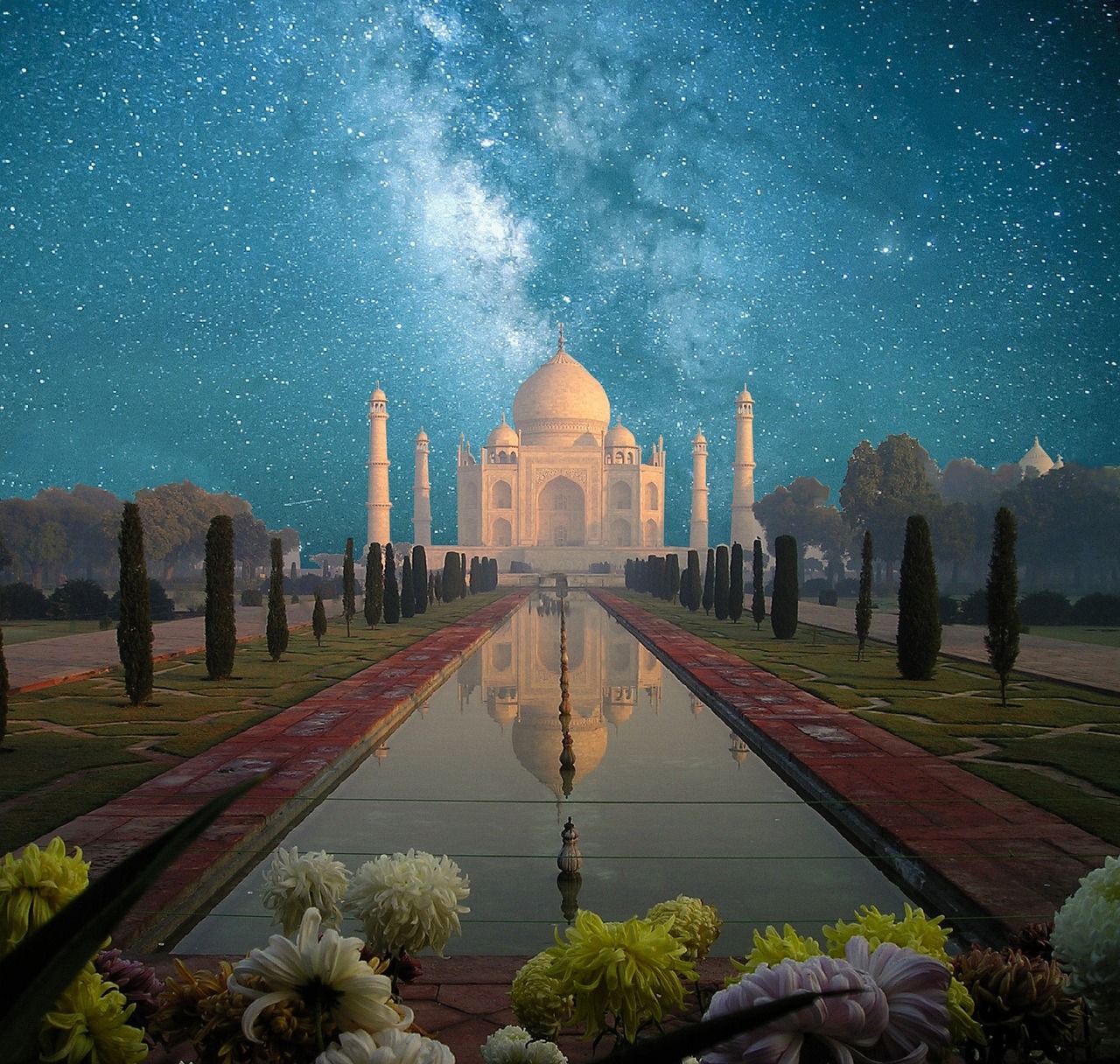 Taj Mahal, Agra, Indija, Saulė, Saulėlydis, Abendstimmung, Besileidžianti Saulė, Vakarinis Dangus, Afterglow, Dusk
