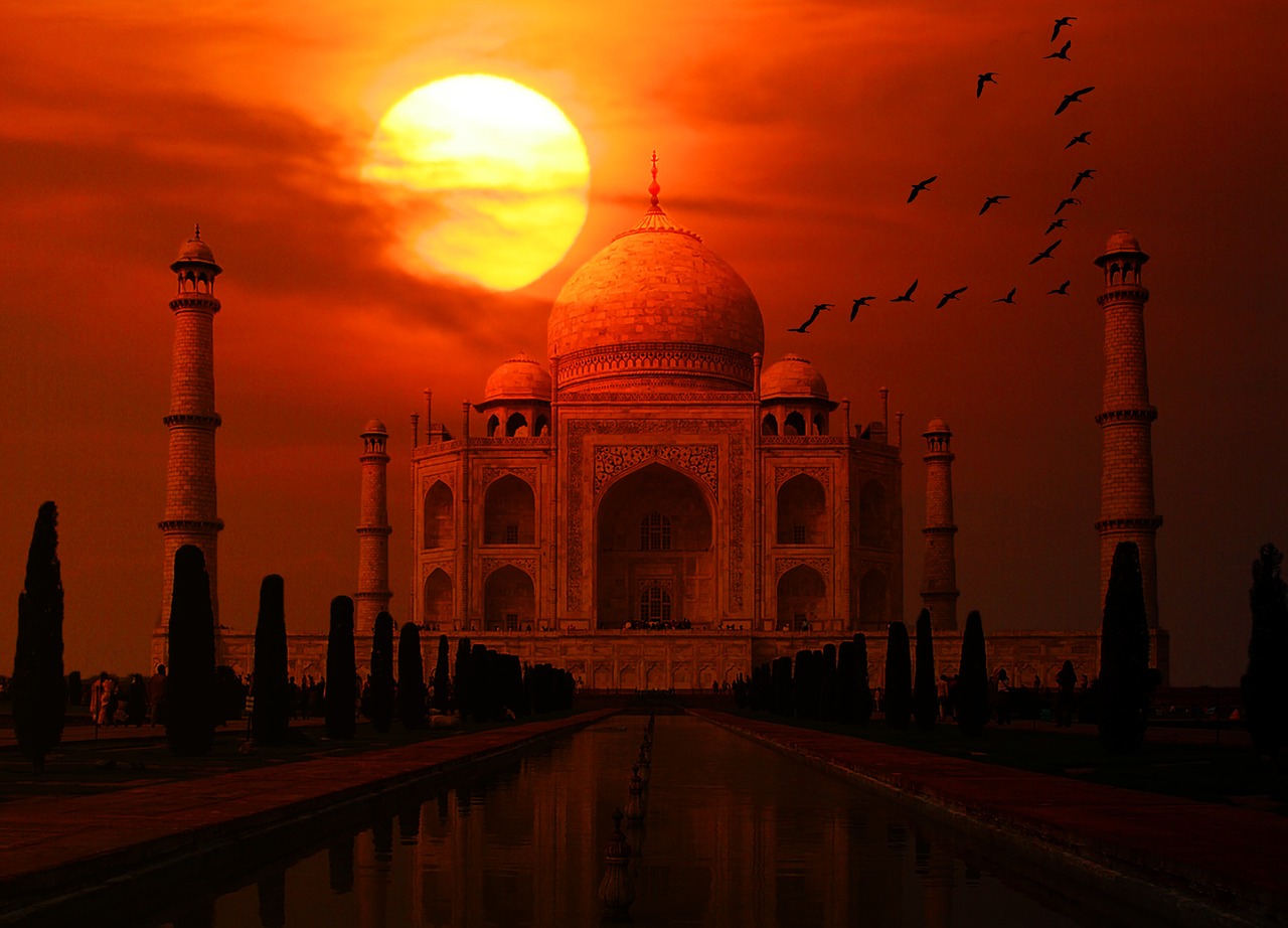 Taj Mahal, Indija, Saulėlydis, Taj, Mahal, Asija, Marmuras, Agra, Architektūra, Paminklas