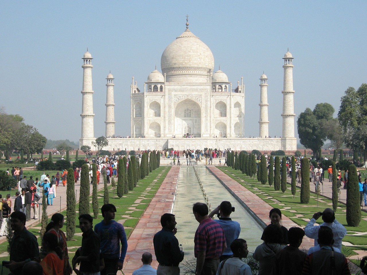 Taj Mahal, Indija, Agra, Paminklas, Septyni Stebuklai, Architektūra, Turistai, Minios, Turistų Atrakcijos, Pastatas