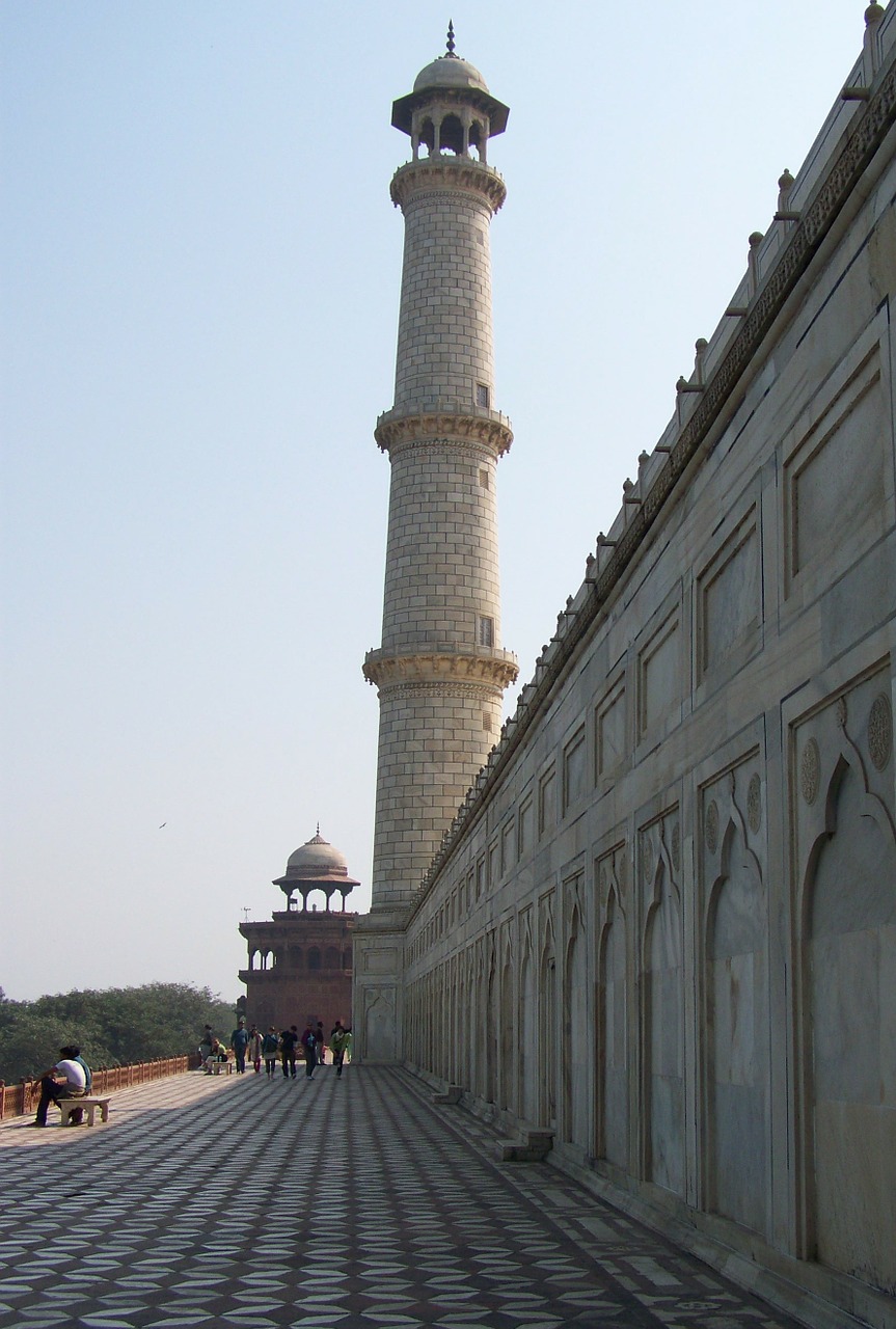 Taj Mahal, Indija, Agra, Paminklas, Pastatas, Bokštas, Minaretas, Marmuras, Istorinis, Perspektyva