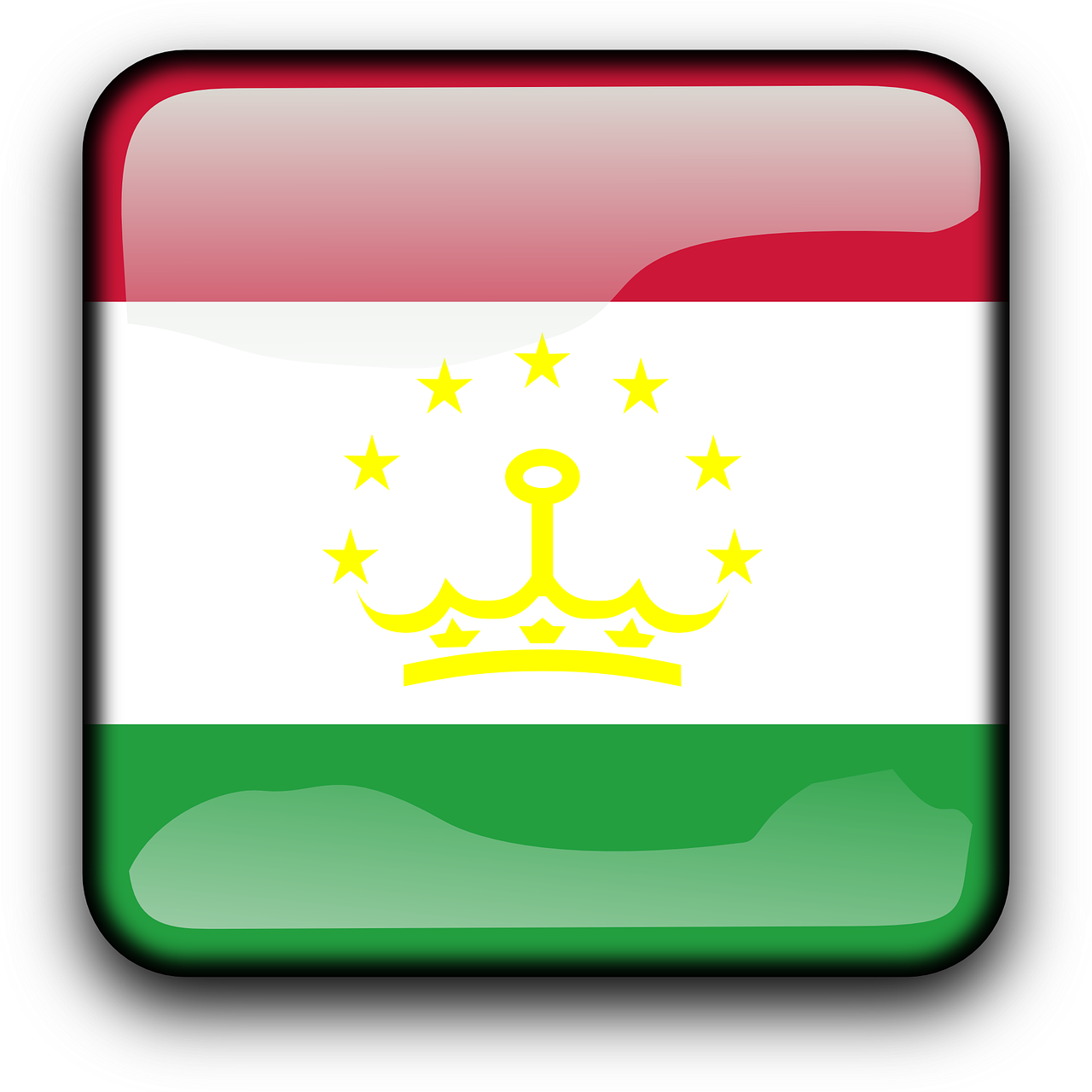 Tajikistanas, Vėliava, Šalis, Tautybė, Kvadratas, Mygtukas, Blizgus, Nemokama Vektorinė Grafika, Nemokamos Nuotraukos,  Nemokama Licenzija