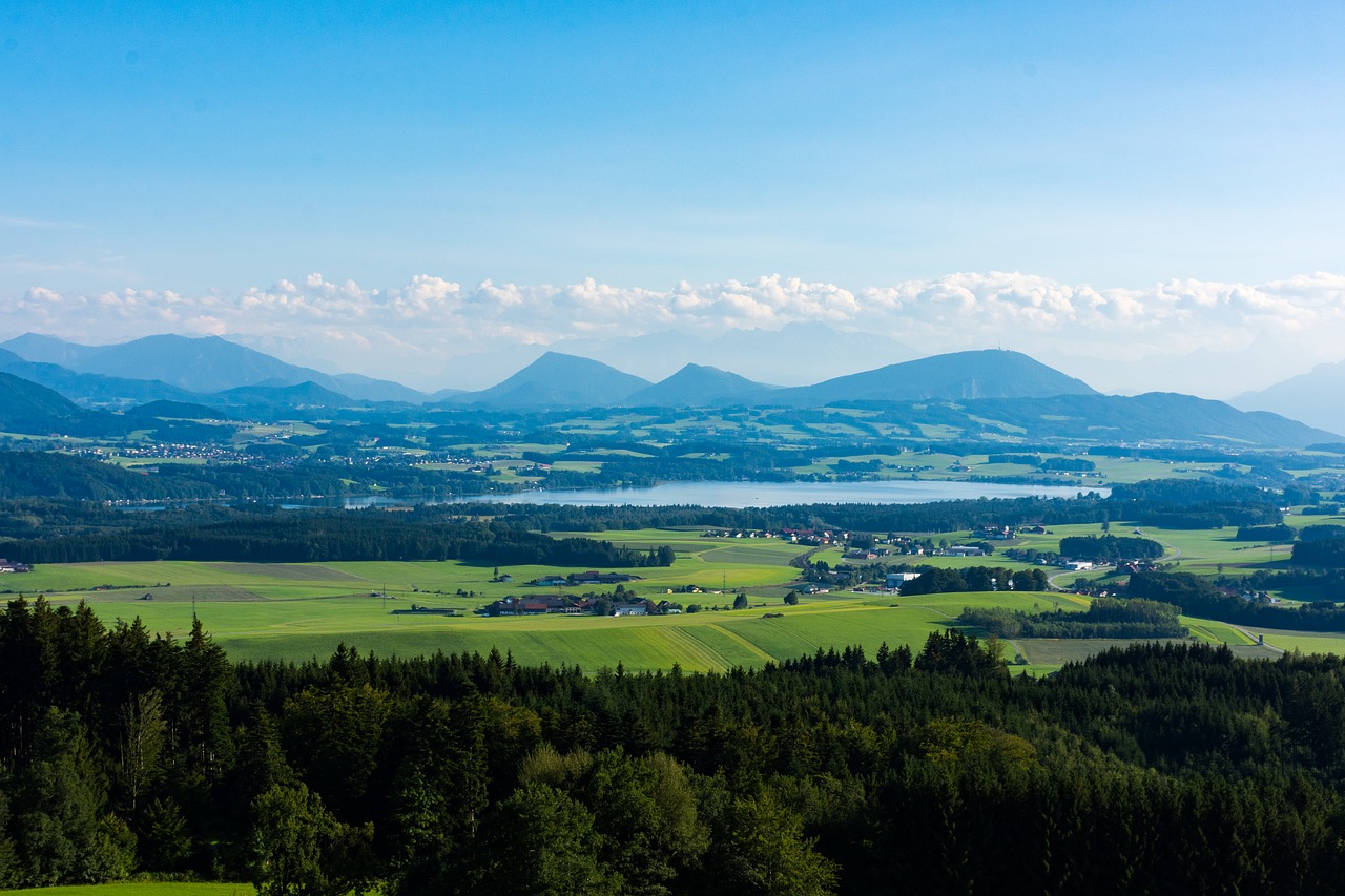 Tannberg, Wallersee, Salzburg, Ežeras, Austria, Kraštovaizdis, Kalnas, Gamta, Salzburger Land, Panorama