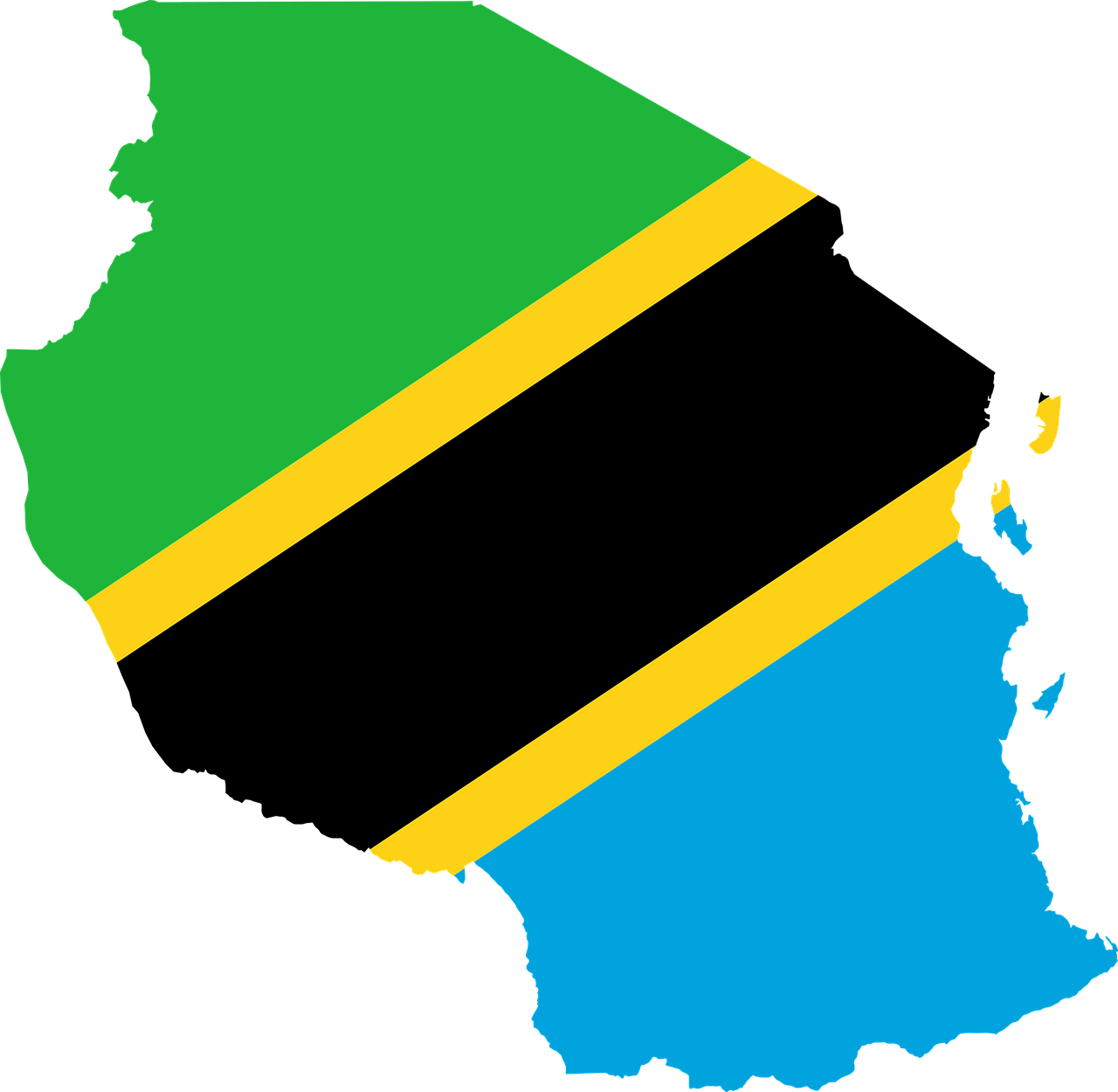 Tanzanija, Vėliava, Žemėlapis, Geografija, Kontūrai, Afrika, Šalis, Tauta, Sienos, Svg