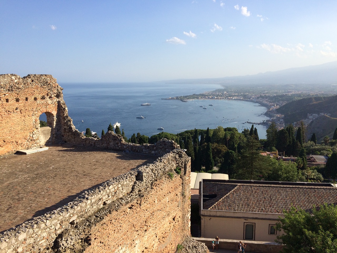 Taormina, Kraštovaizdis, Vaizdas, Tolimas Vaizdas, Perspektyva, Bokštas, Ežeras, Vaizdingas, Twilight, Panorama