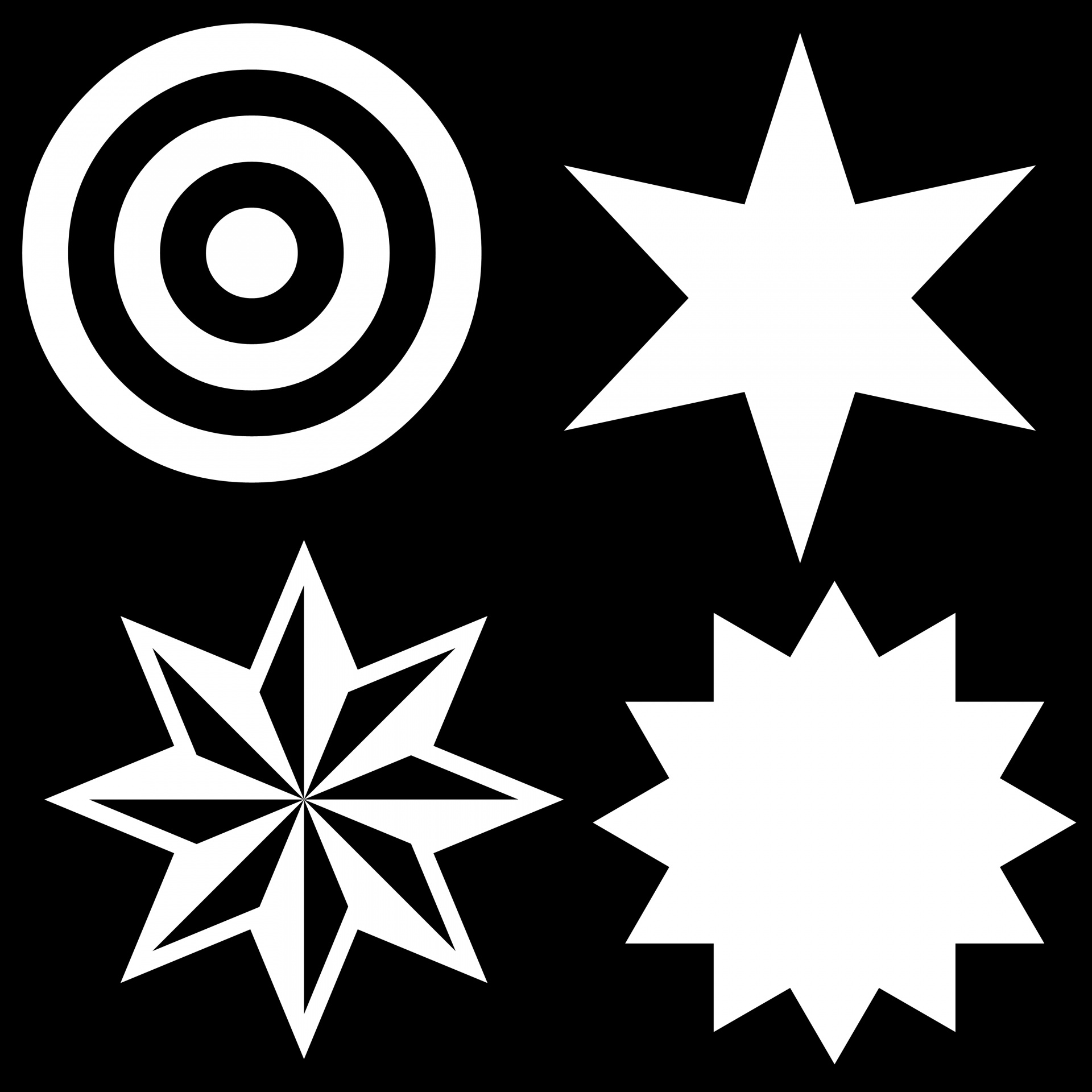 Piešimas,  Taikinys,  Balta,  3,  Trys,  Žvaigždės,  Juoda,  Fonas,  Geometrinis,  Formos