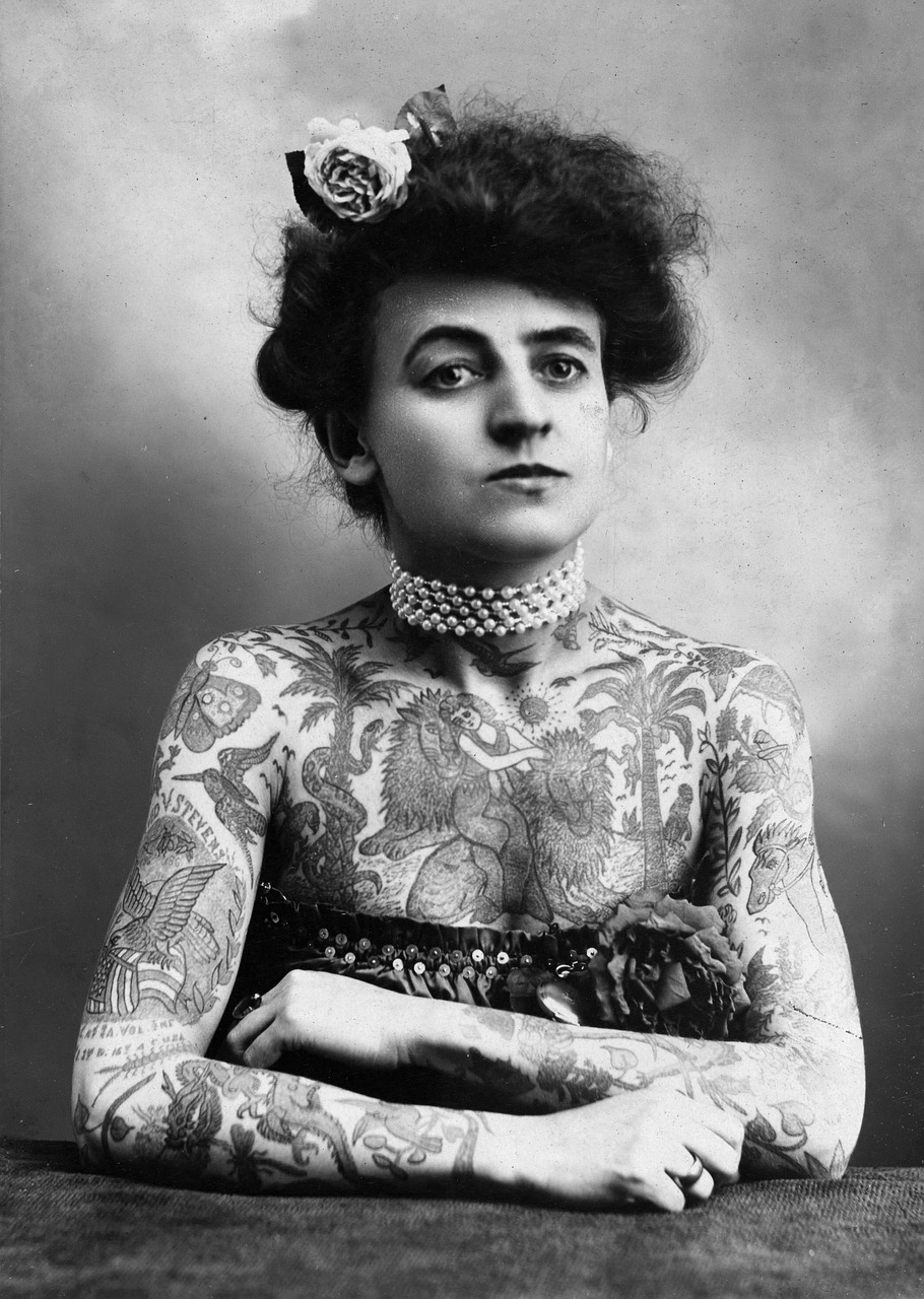 Tatuiruotė, Vintage, Moteris, Retro, 1900 M ., Nemokamos Nuotraukos,  Nemokama Licenzija