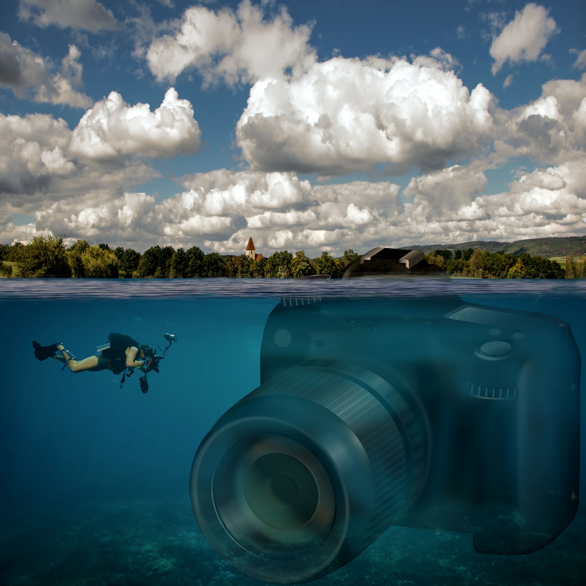 Fotoaparatas,  Nardymas,  Fotografija,  Povandeninis,  Snorkeling,  Povandeninė & Nbsp,  Fotografija,  Debesys,  Kraštovaizdis,  Sirrealis