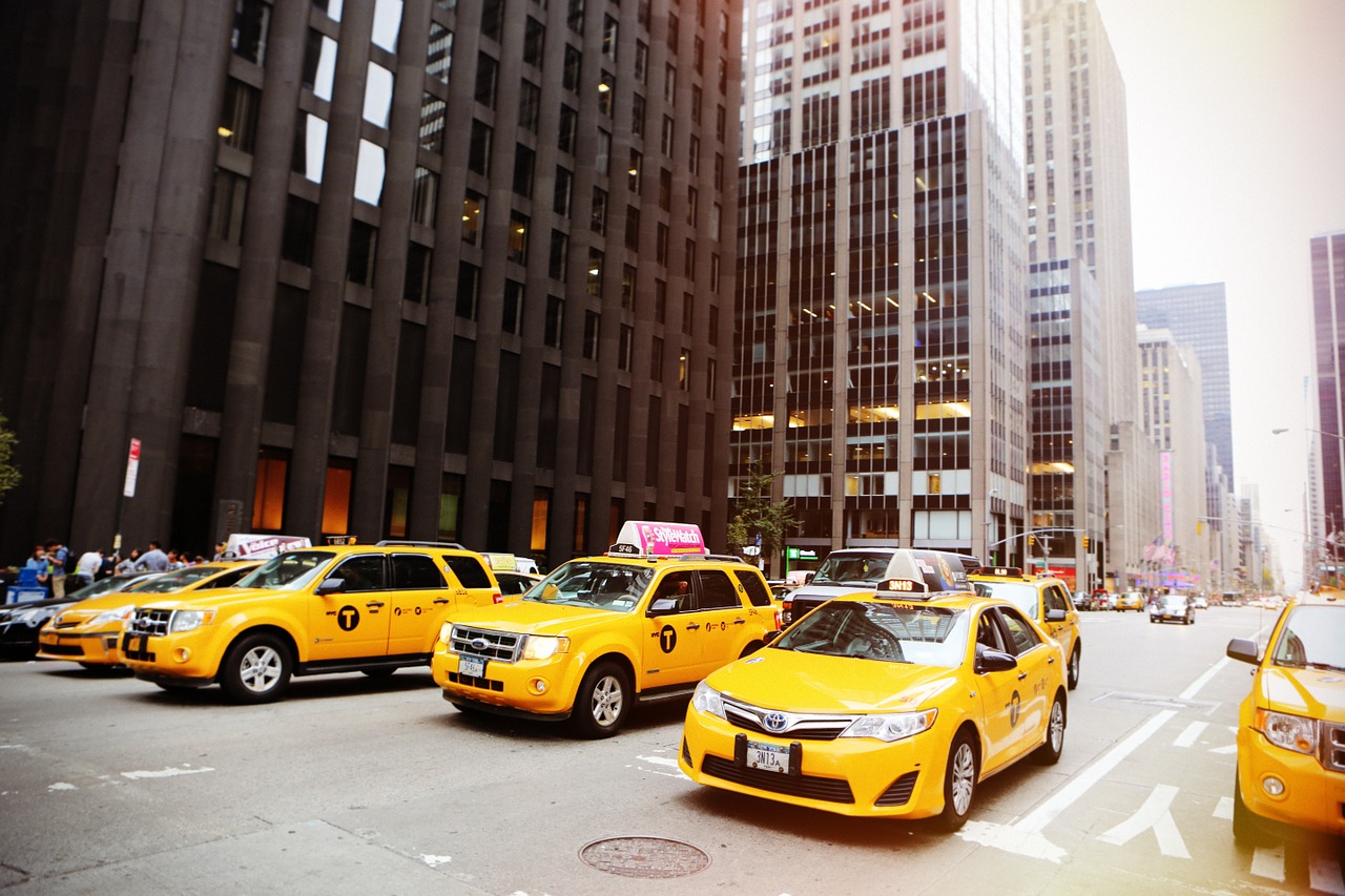 Taksi, Niujorkas, Taksi, Kabinos, Geltona, Transporto Priemonė, Transportas, Gabenimas, Eismas, Miestas