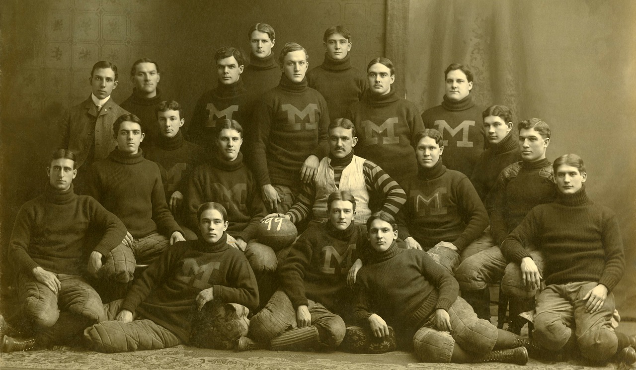 Komanda, Amerikietiškas Futbolas, Michigan Wolverines, 1899, Juoda Ir Balta, Žmogus, Grupė