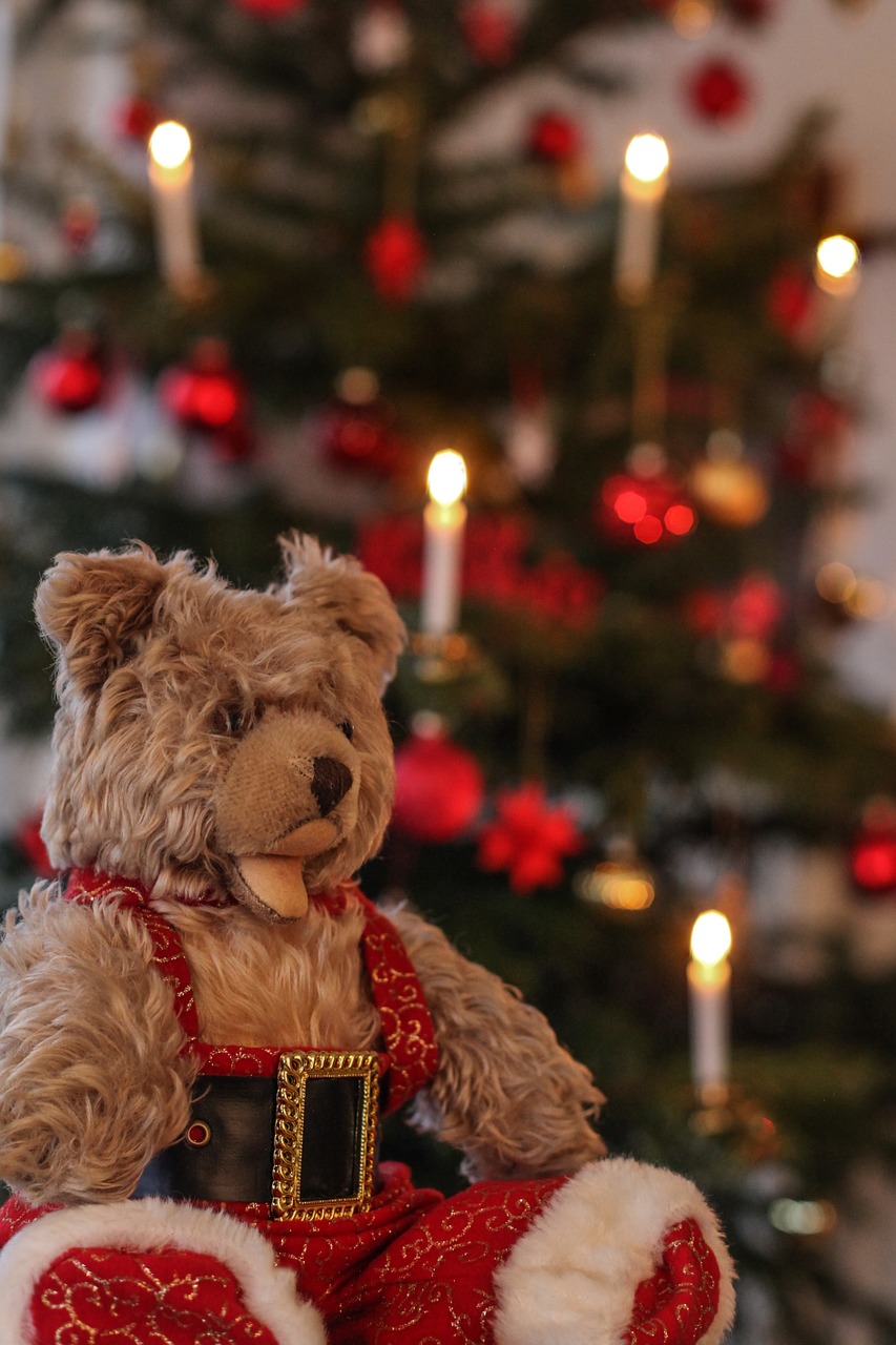 Teddy, Kalėdos, Žvakės, Minkštas Žaislas, Senovinis, Nostalgiškas, Vaikų Žaislai, Meškiukas, Iškamša, Steiff