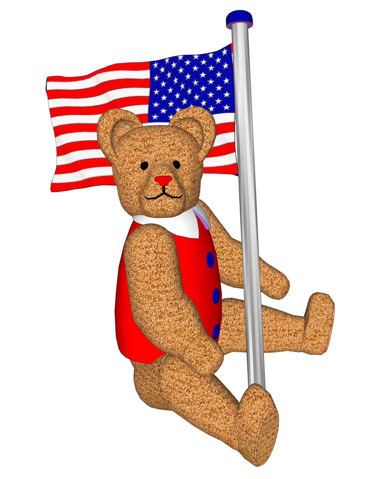 Teddy,  Turėti,  Žaislas,  Įdaryti,  Gyvūnas,  3D,  Piešimas,  Sėdi,  Amerikietis,  Vėliava