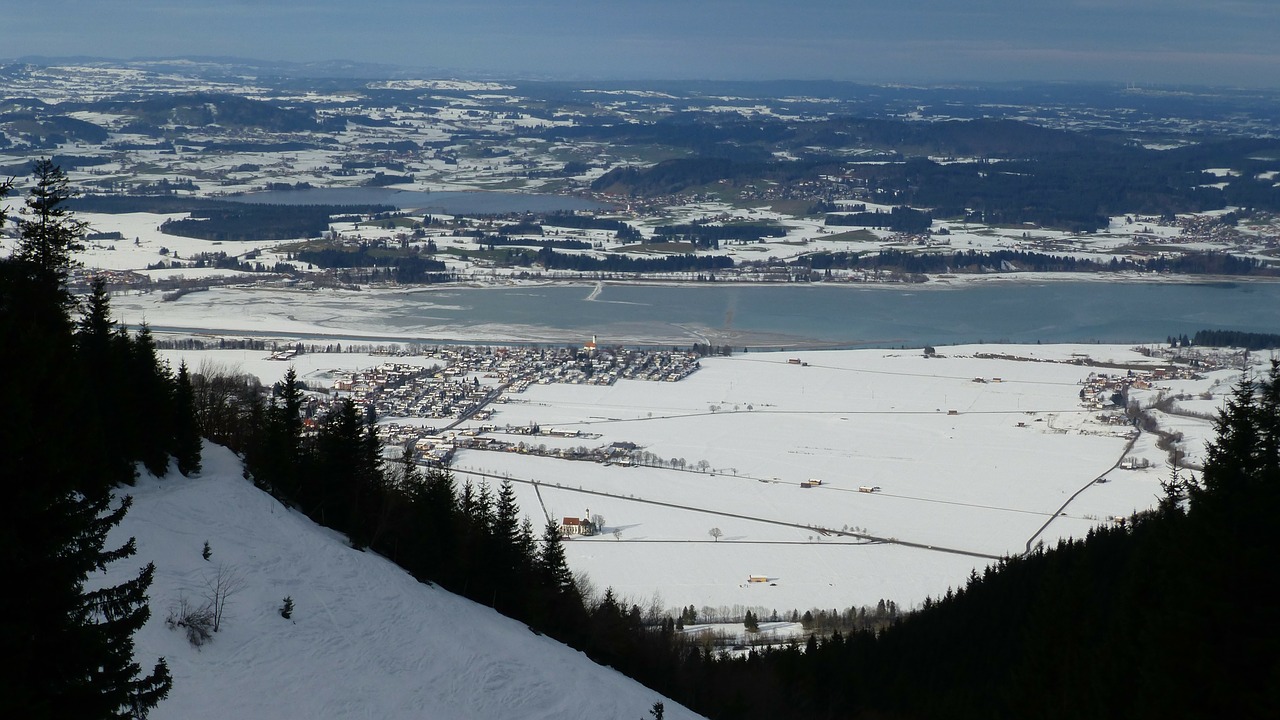 Tegelberg, Ežeras Forggensee, Allgäu, Žiema, Slidinėjimas Atokioje Pakrantėje, Ežeras, Sniegas, Panorama, Nemokamos Nuotraukos,  Nemokama Licenzija