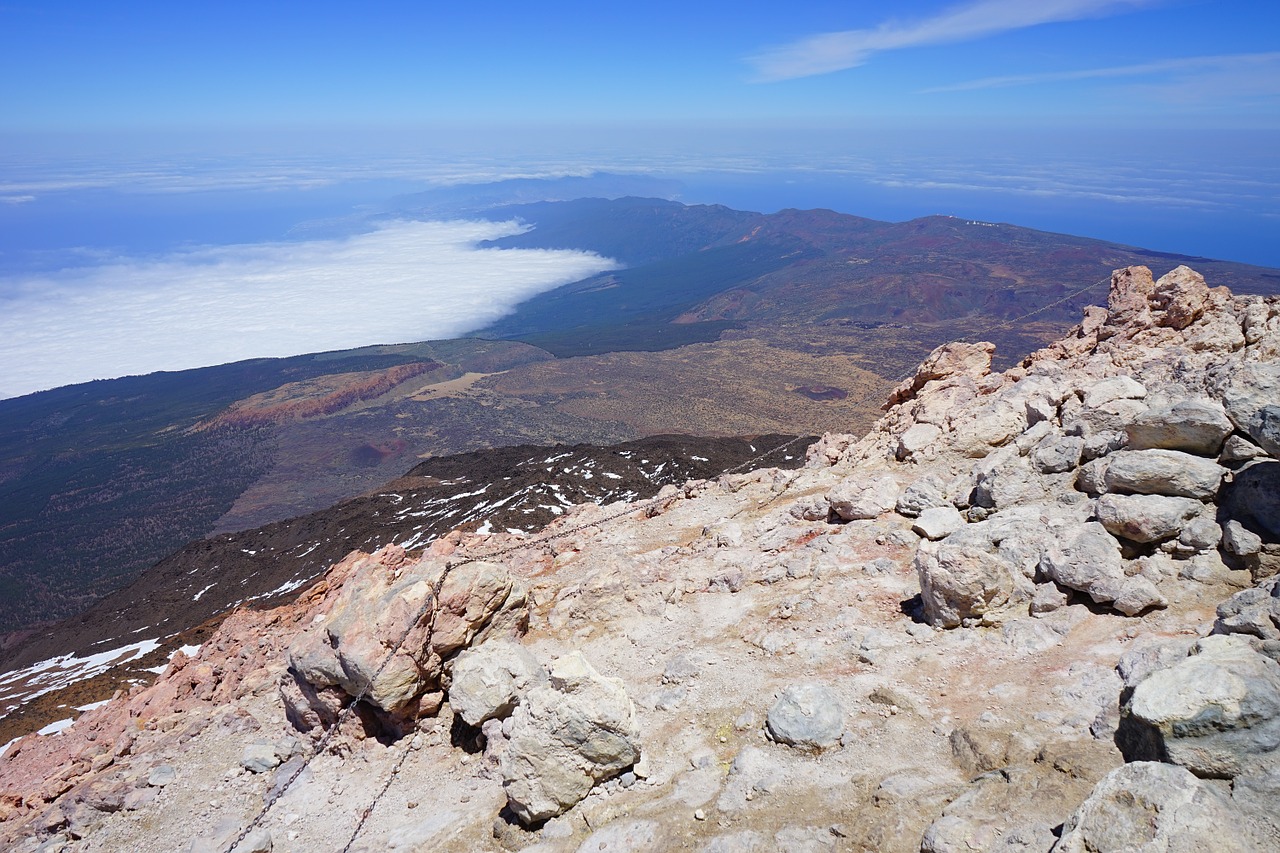Teide, Pico Del Teide, Aukščiausiojo Lygio Susitikimas, Toli, Perspektyva, Vaizdas, Rūkas, Debesys, Takas, Krateris