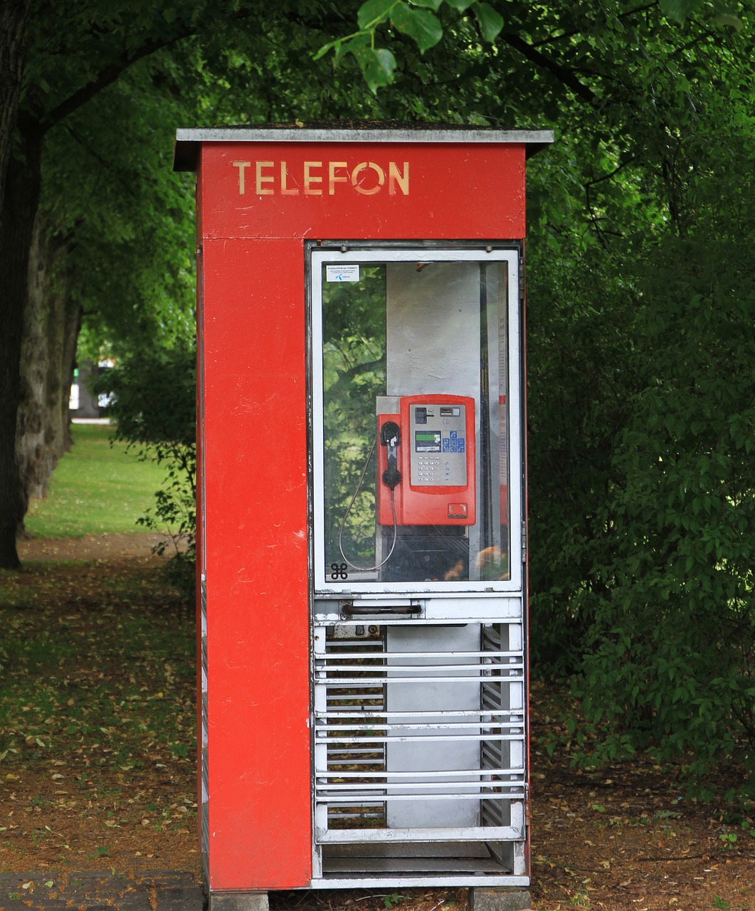 Telefono Būdelė, Telefon, Raudona, Parkas, Oslo, Norvegija, Vintage, Senamadiškas, Telefonas, Stendas