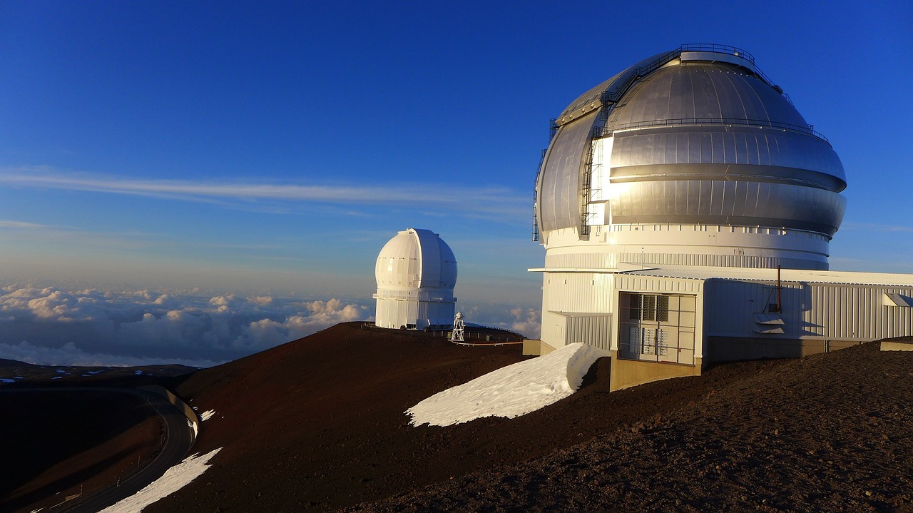 Teleskopai, Mauna Kea, Observatorija, Hawaii, Neveikiantis Vulkanas, Panorama, Kraštovaizdis, Saulėtas, Erdvė, Astronomija