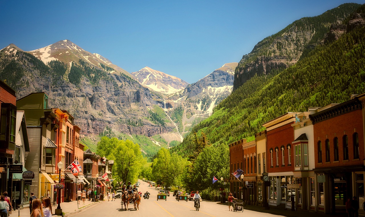 Teluridas, Colorado, Miestas, Miesto, Miestas, Gatvė, Pastatai, Turizmas, Centro, Miesto Panorama