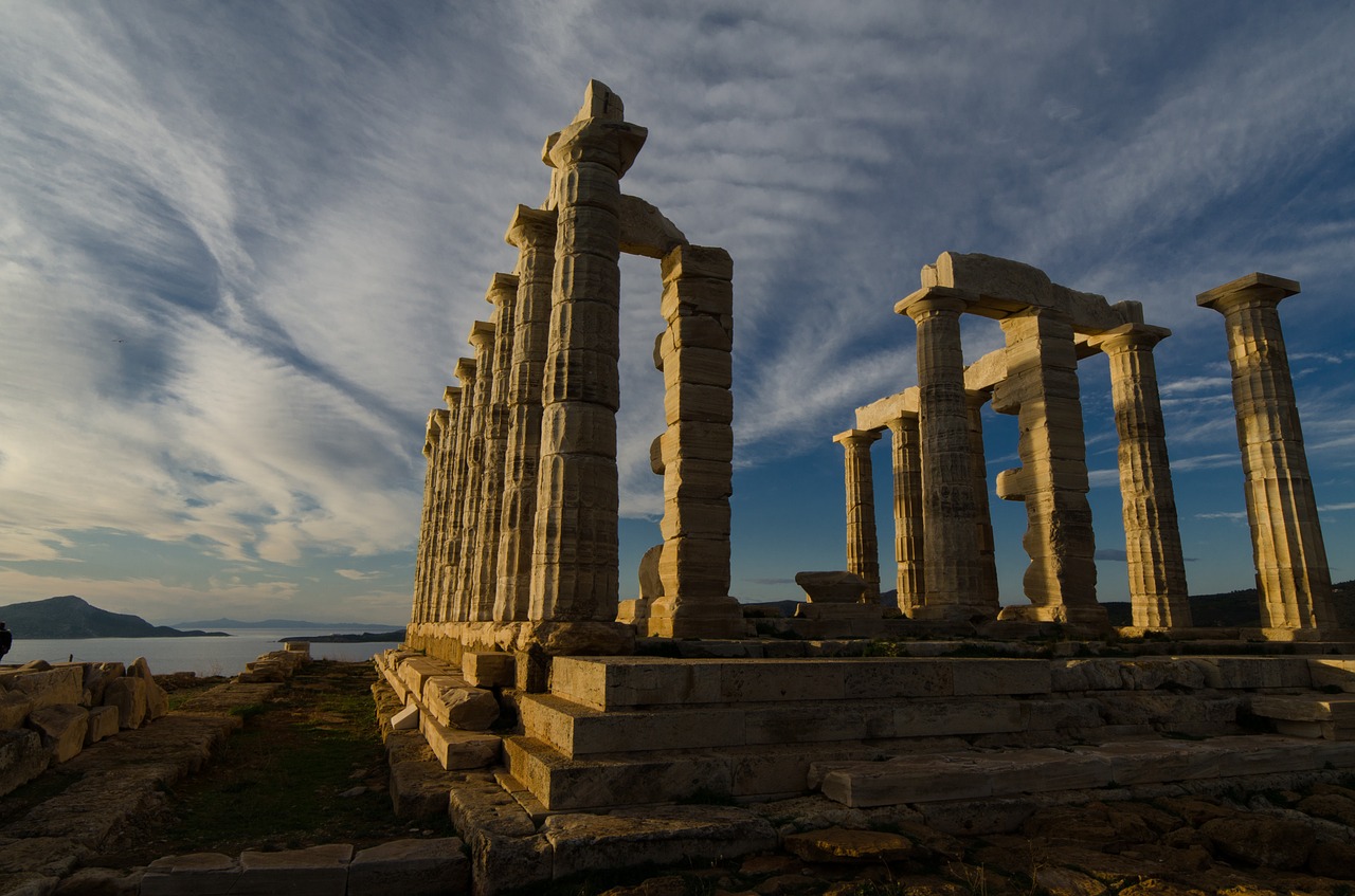 Šventykla, Senovės, Sounio, Neptūnas, Graikų Kalba, Attica, Viršūnė, Cape Sounion, Stulpeliai, Išlieka