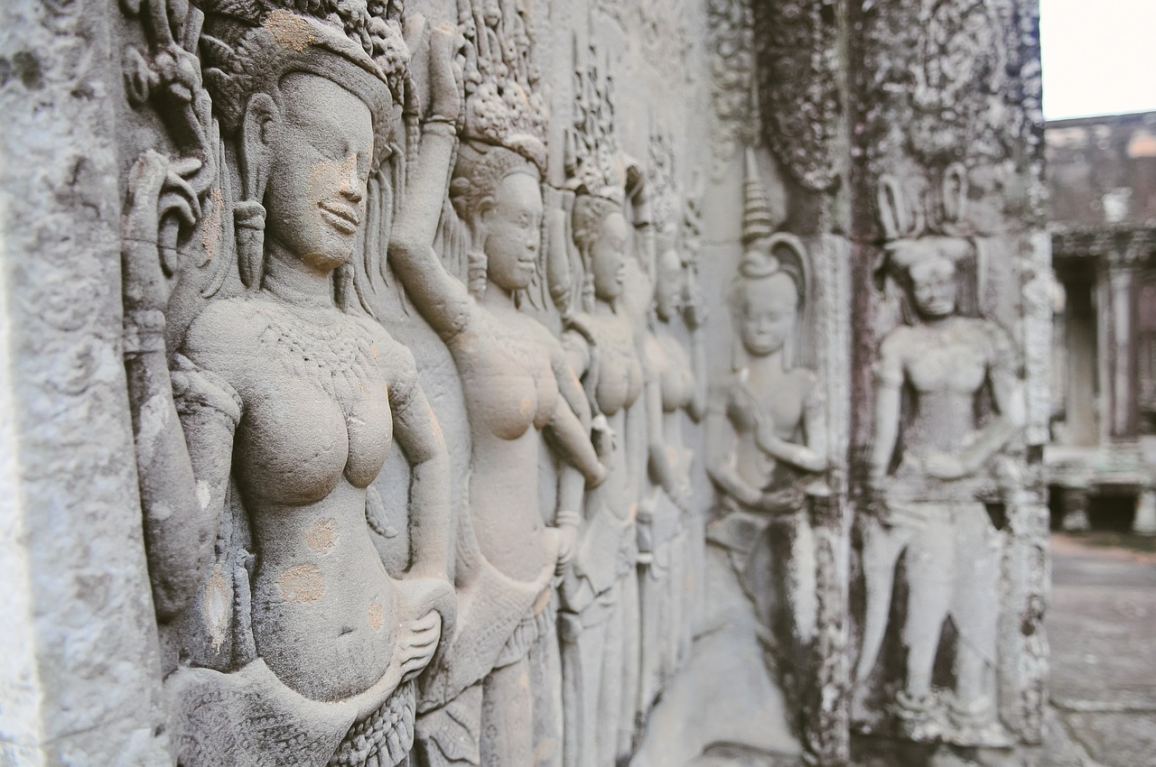 Šventykla, Skulptūros, Kambodža, Angkor Wat, Architektūra, Religija, Senovės, Statulos, Kultūra, Asija
