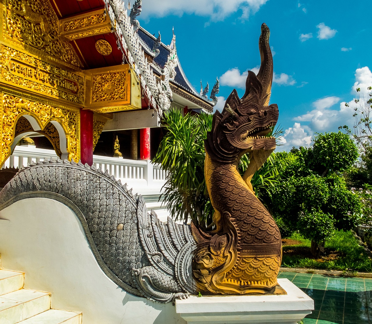 Šventyklos Kompleksas, Šventykla, Drakonas Gyvatė, Laiptai Šiaurės Tailande, Nemokamos Nuotraukos,  Nemokama Licenzija