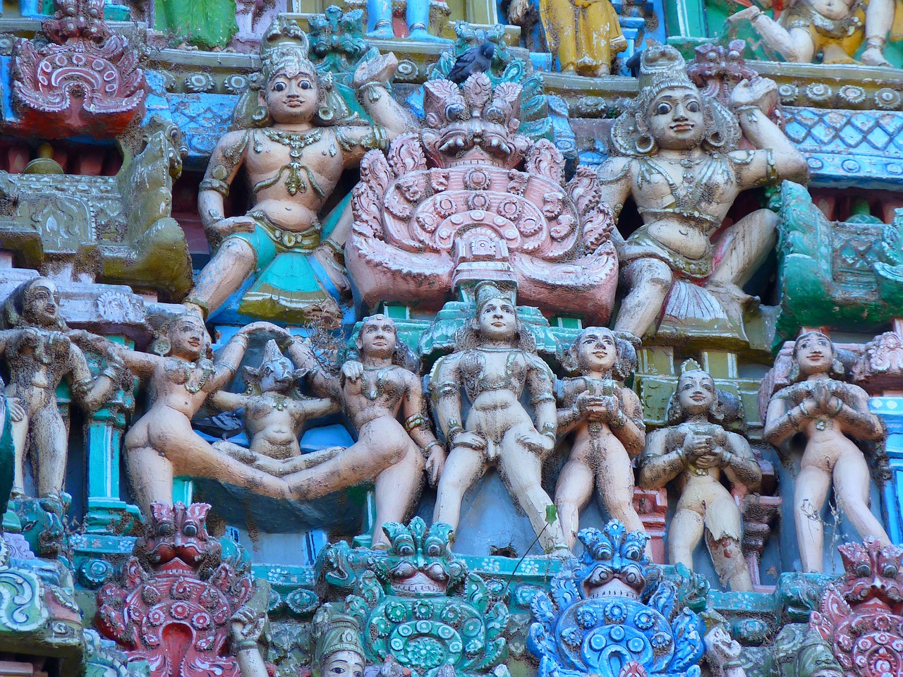 Šventyklos Figūros, Šventykla, Spalvinga, Vishnu, Kumbakonam India, Nemokamos Nuotraukos,  Nemokama Licenzija