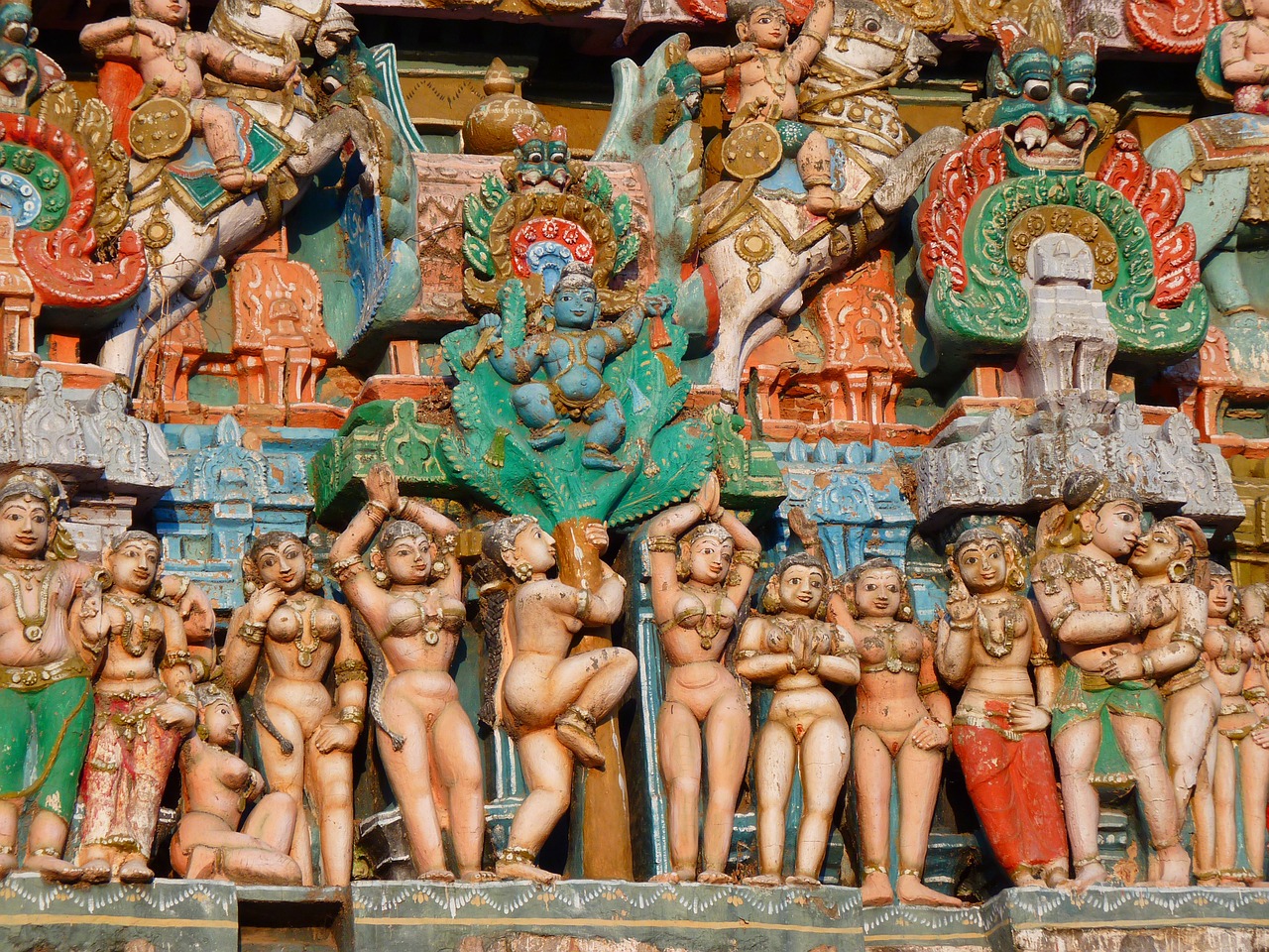 Šventyklos Figūros, Šventykla, Spalvinga, Vishnu, Kumbakonam, Indija, Nemokamos Nuotraukos,  Nemokama Licenzija