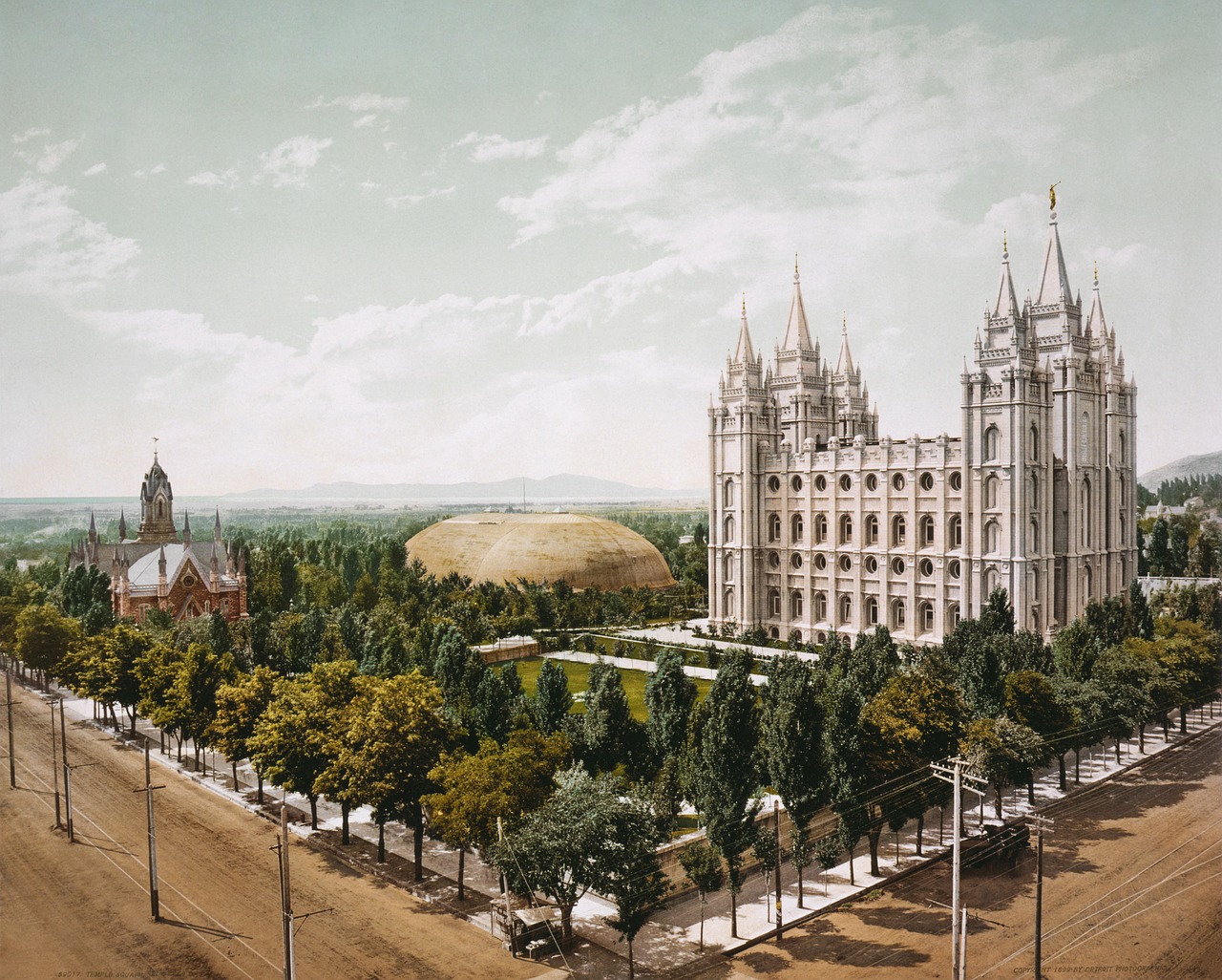 Šventyklos Aikštė, Bažnyčia, Salt Lake Miestas, 1899, Fotochromas, Nemokamos Nuotraukos,  Nemokama Licenzija