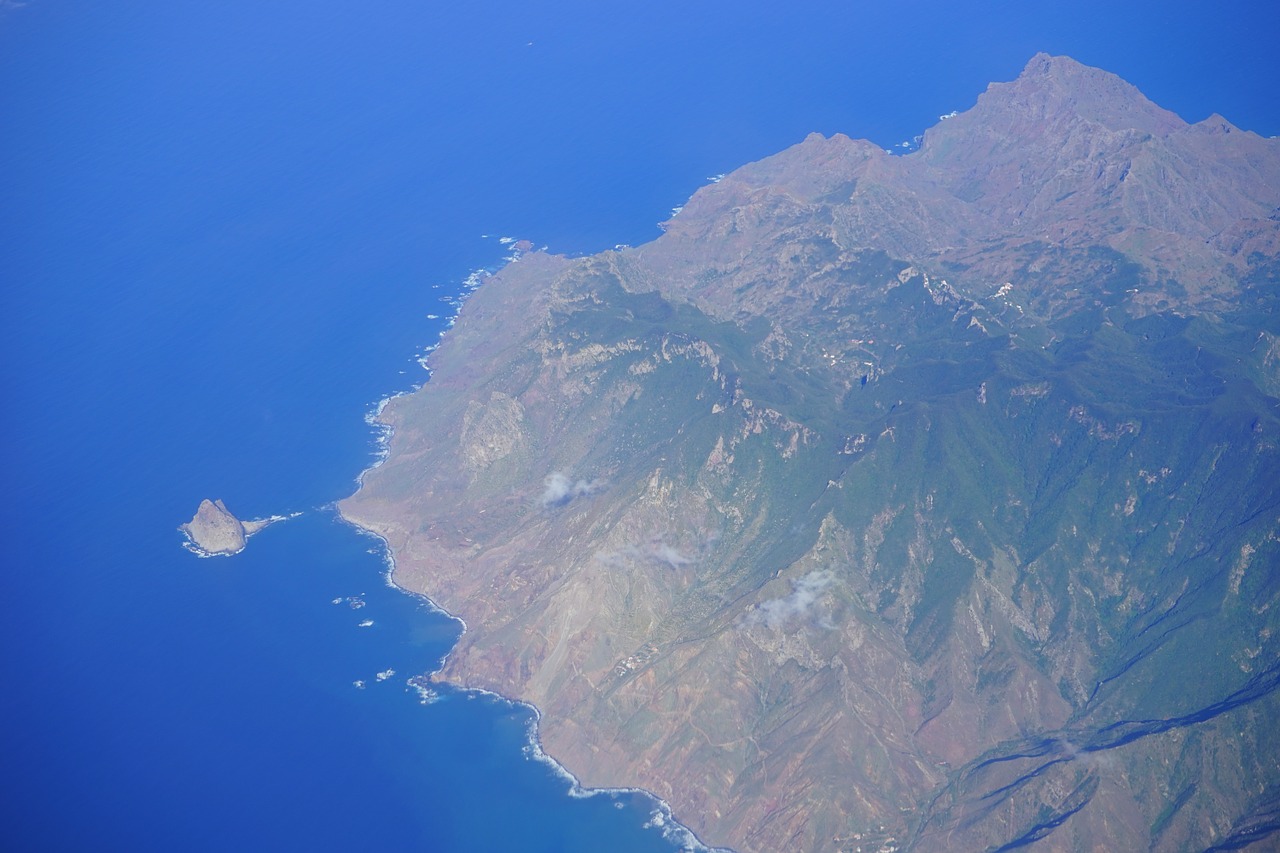 Tenerifė, Roques De Anaga, Roque De Tierra, Roque De Dentro, Oro Vaizdas, Anaga Kalnai, Sala, Kanarų Salos, Skristi, Kranto