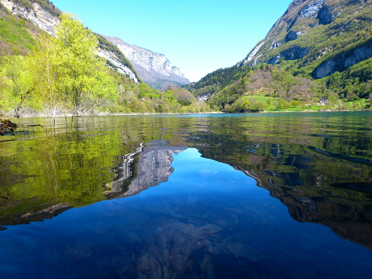 Tenno Ežeras, Lago Di Tenno, Italy, Ežeras, Vanduo, Veidrodis, Aišku, Kalnai, Ežeras, Vandenys