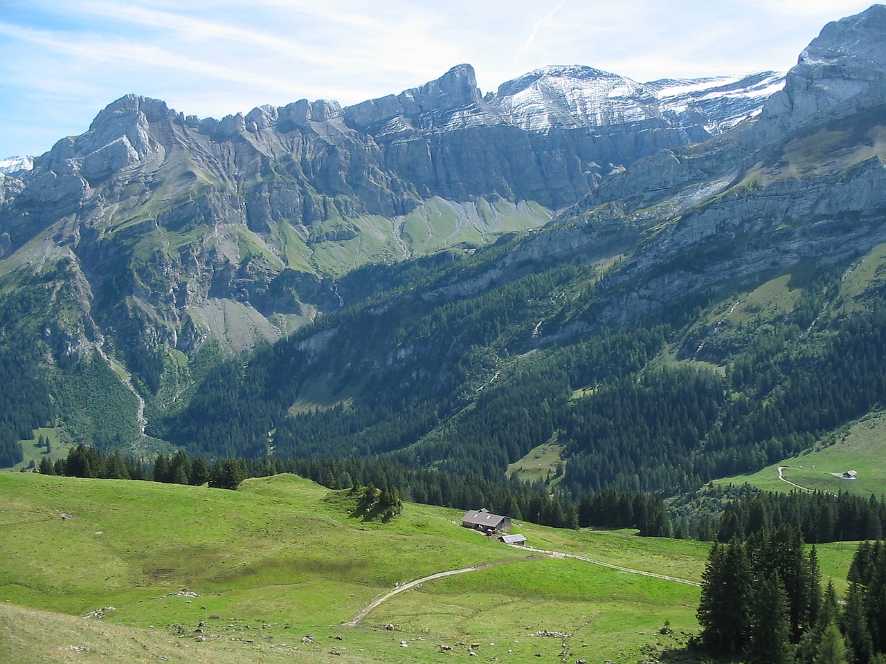 Alpės,  Peržiūrėti,  Pobūdį,  Nuotaika,  Nostalgija,  Kraštovaizdis,  Kalnai,  Medis,  Gražus,  Panorama