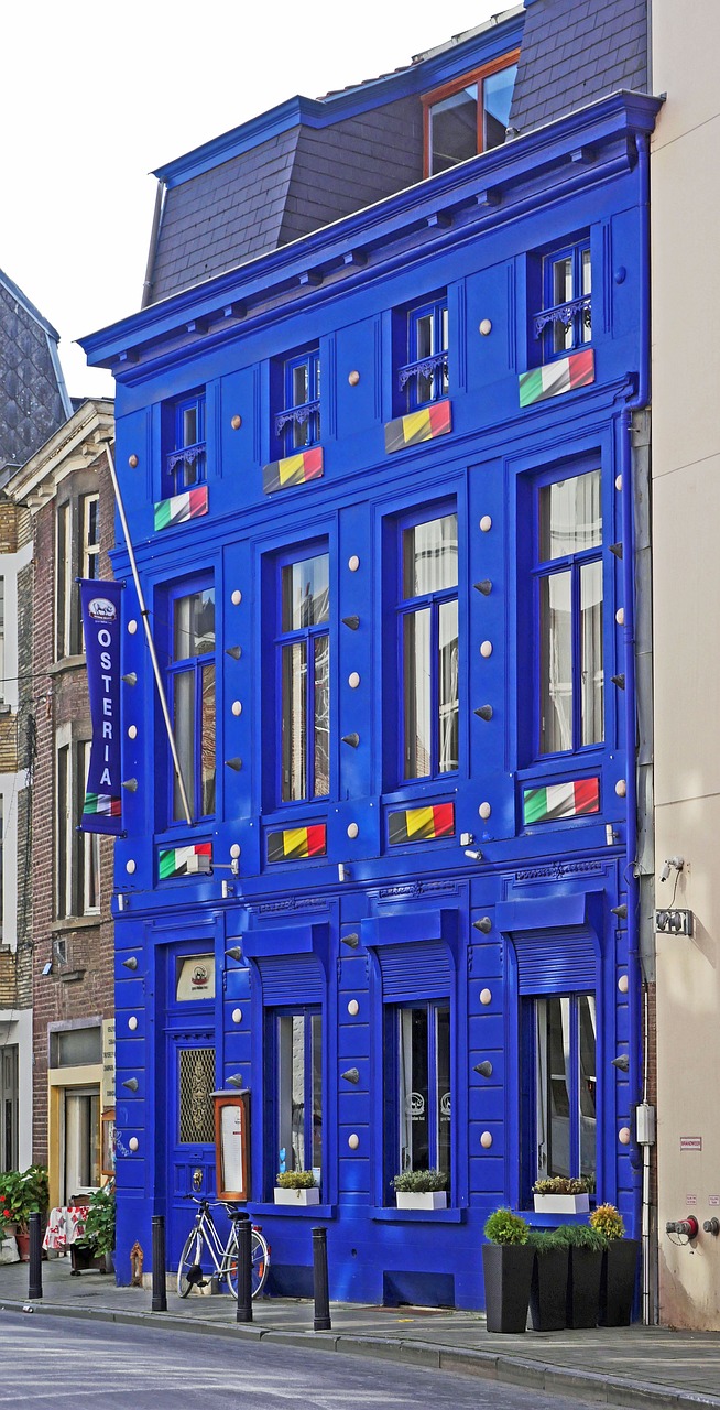 Mėlynas Namas, Gent, Centro, Ryškus, Eilių Namai, Architektūra, Flanders, Belgija, Namo Fasadas, Fasadas