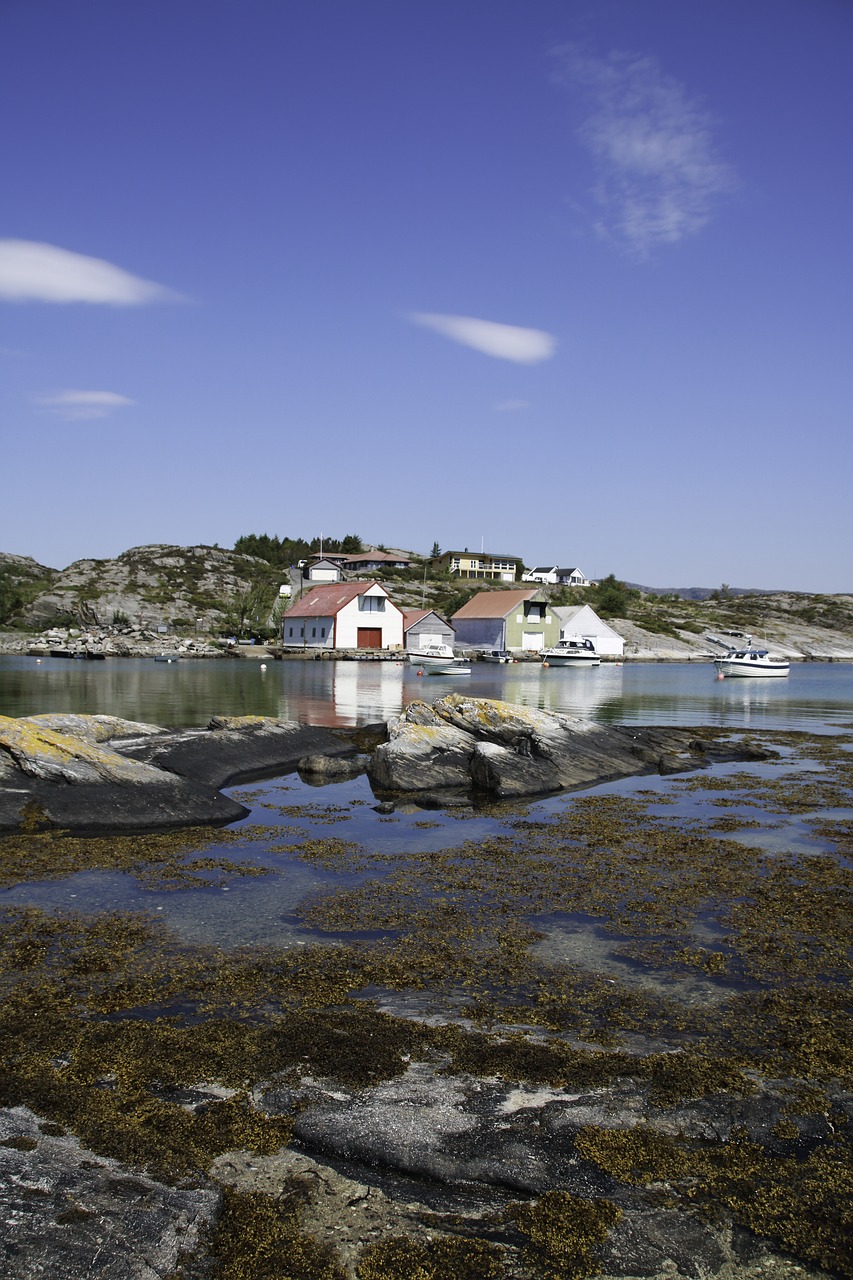 Boathouse,  Jūra,  Sūrus Vanduo,  Idilė,  Norvegija,  Valtys,  Pakrantės,  Iš Pobūdį,  Dangus,  Vasara