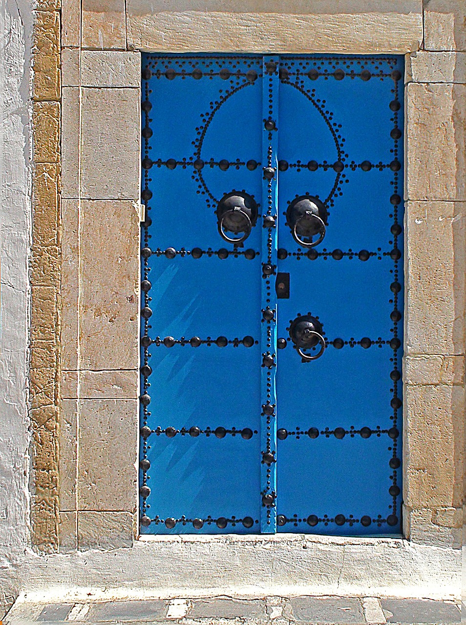 Durys, Įėjimo Durys, Durų Belstukas, Jamb, Riba, Architektūra, Dekoratyvinis, Mėlynas, Tunisas, Akmens Kamanas