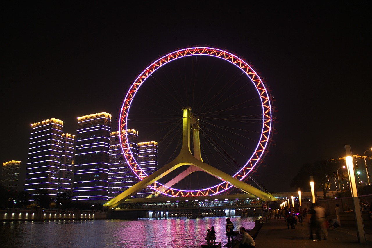 Ferris Ratas, Tianjin, Naktinis Dangus, Naktis, Nemokamos Nuotraukos,  Nemokama Licenzija