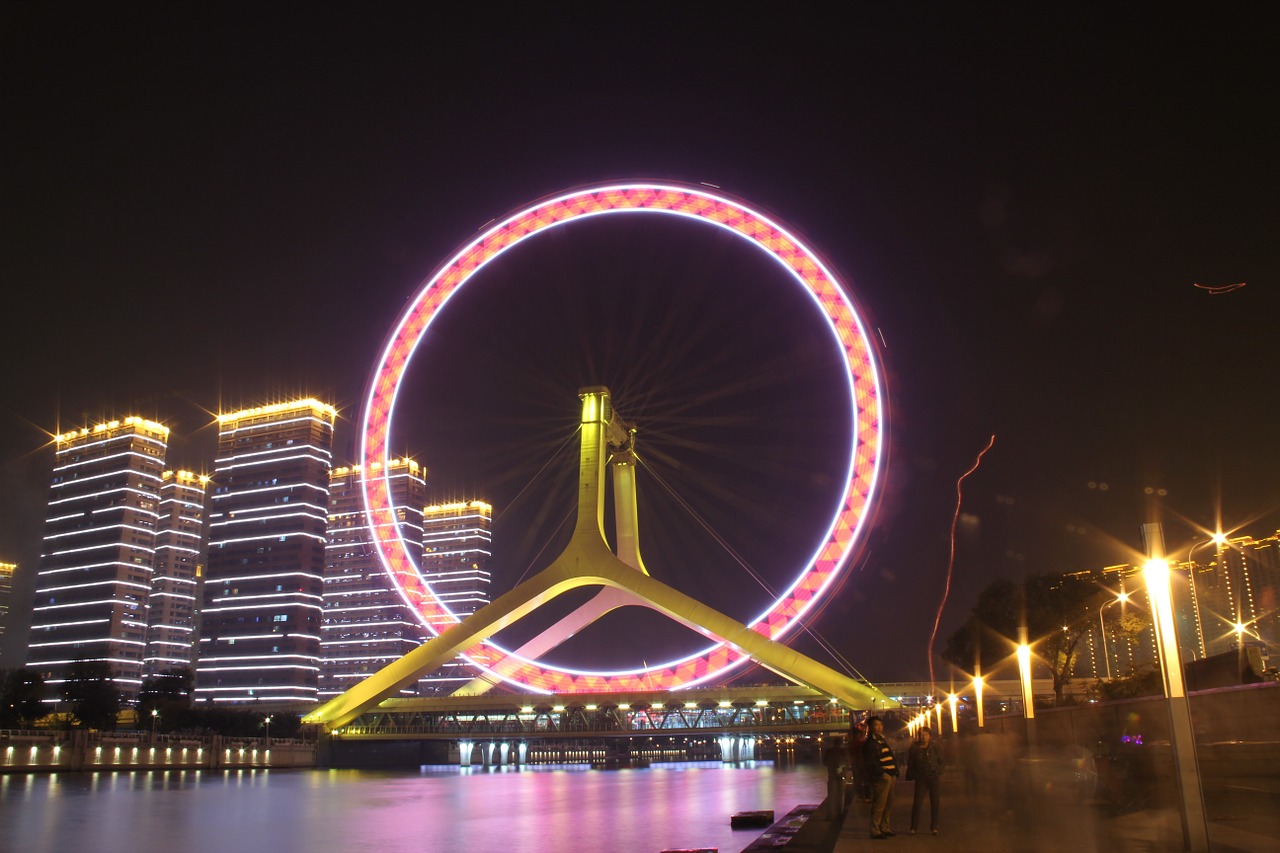 Ferris Ratas, Tianjin, Naktis, Žibintas, Nemokamos Nuotraukos,  Nemokama Licenzija