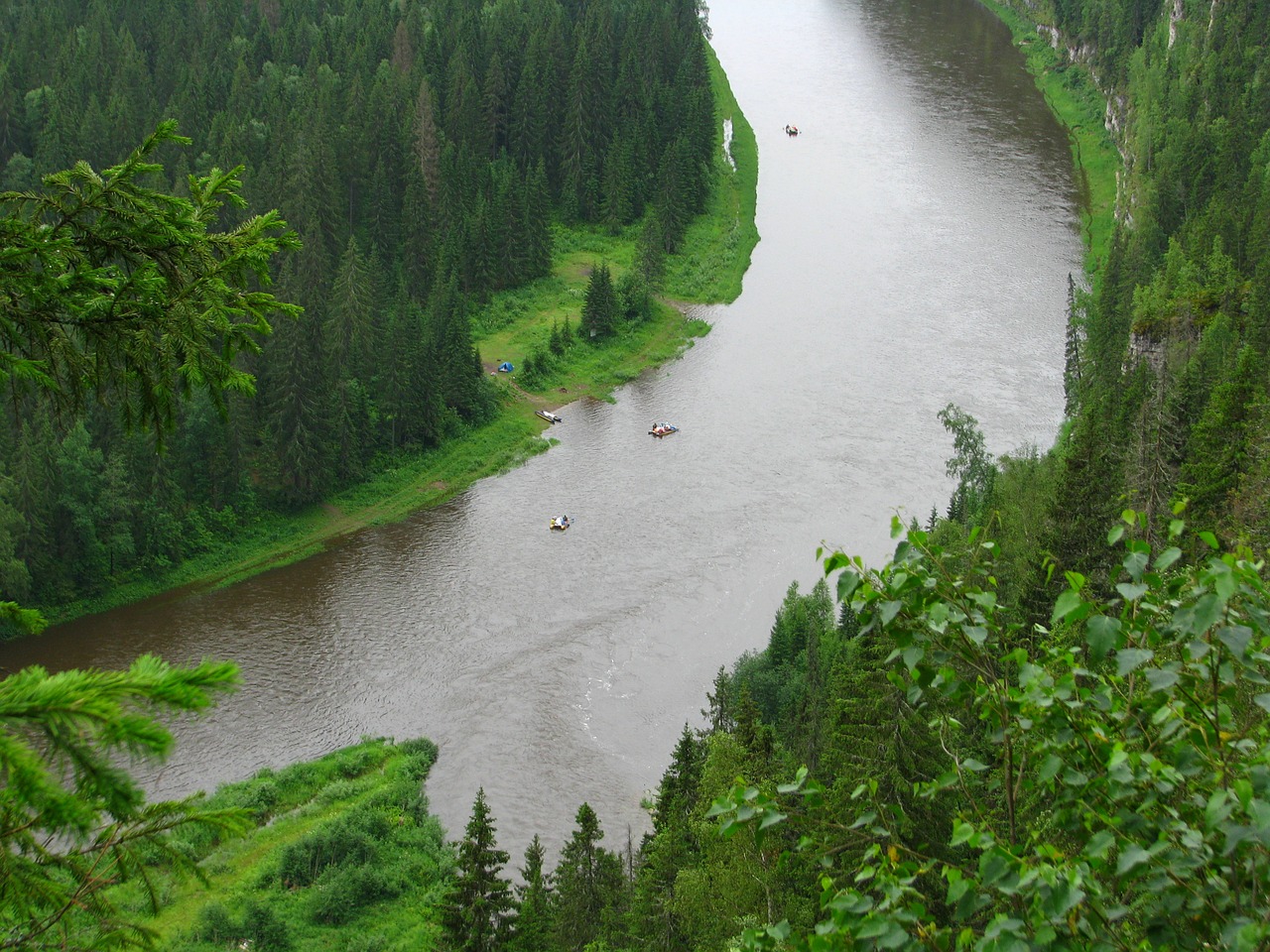 Usva Upė, Perm Krai, Vasara, Dangus, Rusija, Tyla, Lygus Paviršius, Ramus, Turizmas, Medžiai