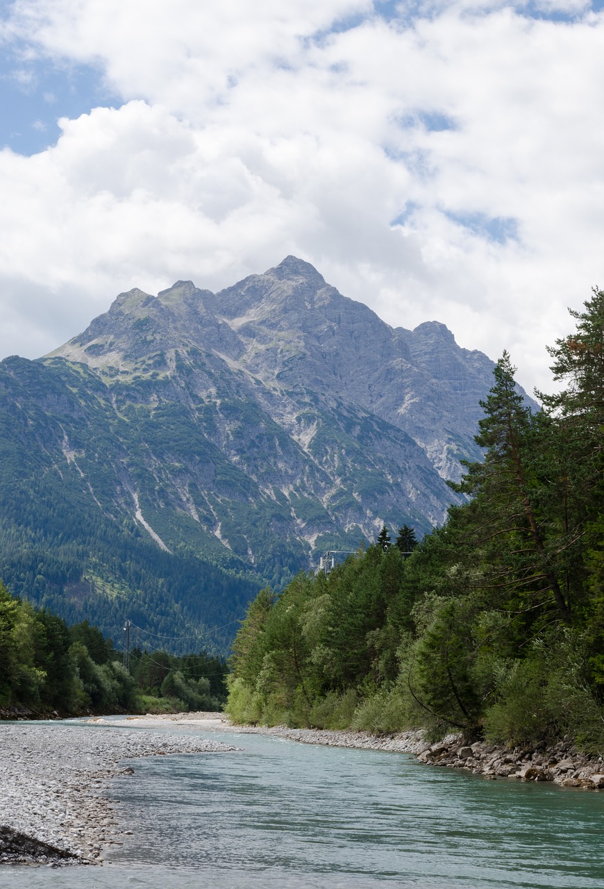 Tirolio Lech Slėnis,  Austrija,  Tyrol,  Lech,  Upė,  Vandenys,  Vandens,  Kalnų,  Miškas,  Medžiai