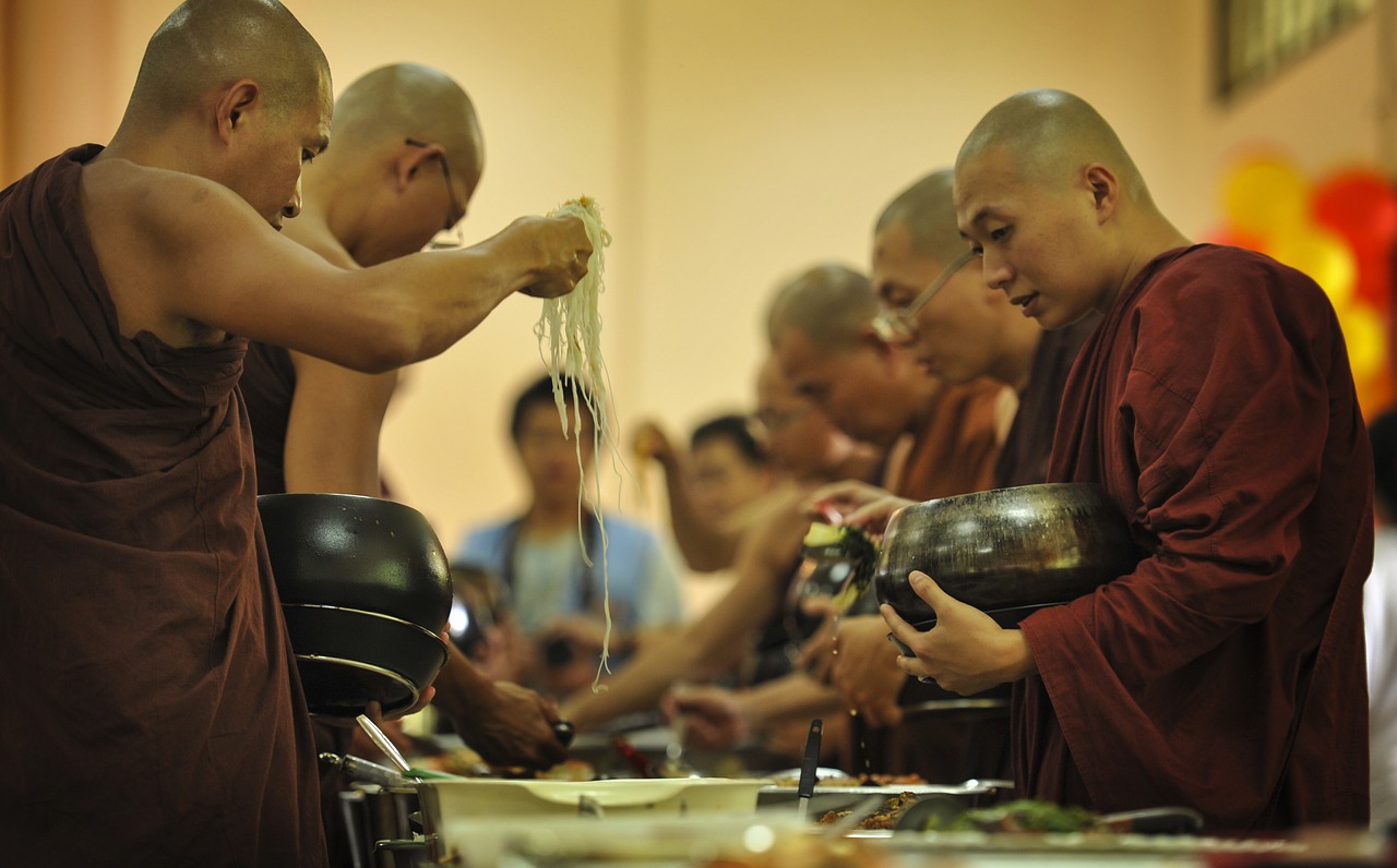 Teravada Budizmo, Sangha, Valgydamas Maistą, Vienuoliai, Pietūs, Budizmas, Budistinis, Bhikkhu, Vienuolis, Religija