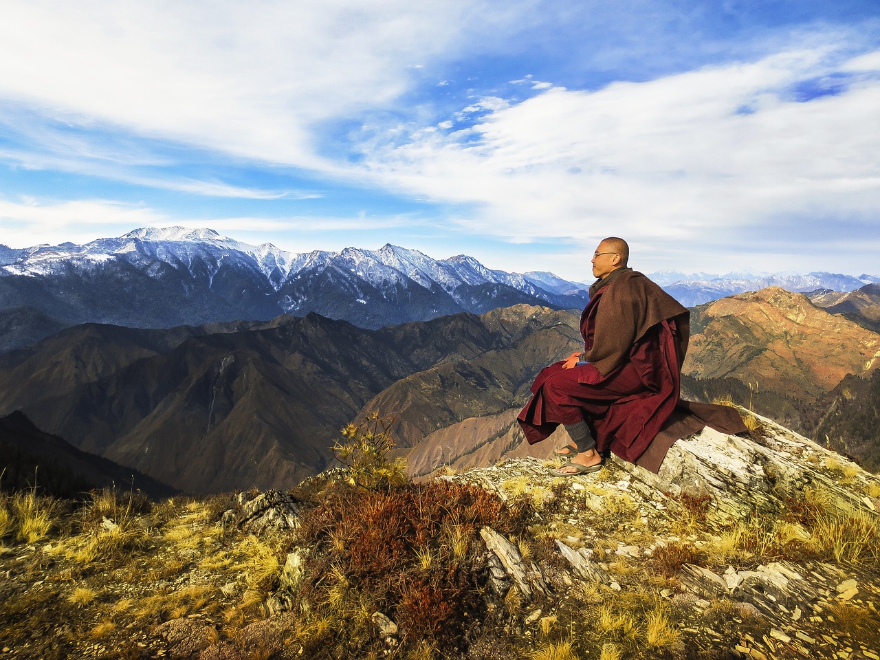 Teravada Budizmo, Vienuolis Kalnuose, Vienuolis Prie Himalajų, Bhikkhu, Budizmas, Budistinis, Kalnas, Himalaja, Kraštovaizdis, Gamta