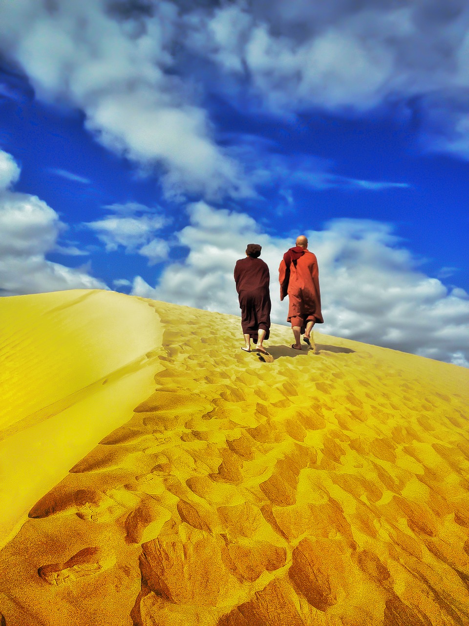 Teravada Budizmo, Vienuolis Dykumoje, Vaikščioti Desertu, Dykuma, Smėlis, Kraštovaizdis, Vaikščioti, Gamta, Sausas, Vaikščioti