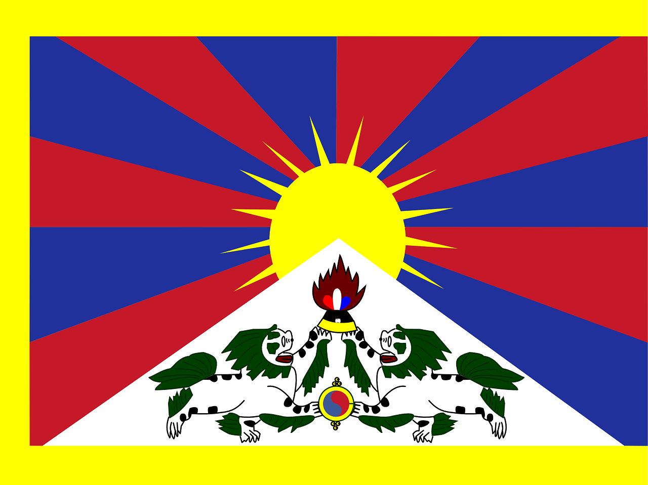 Tibetas, Vėliava, Nepriklausomybės Judėjimas, Tibetietis, Simbolis, Nemokama Vektorinė Grafika, Nemokamos Nuotraukos,  Nemokama Licenzija