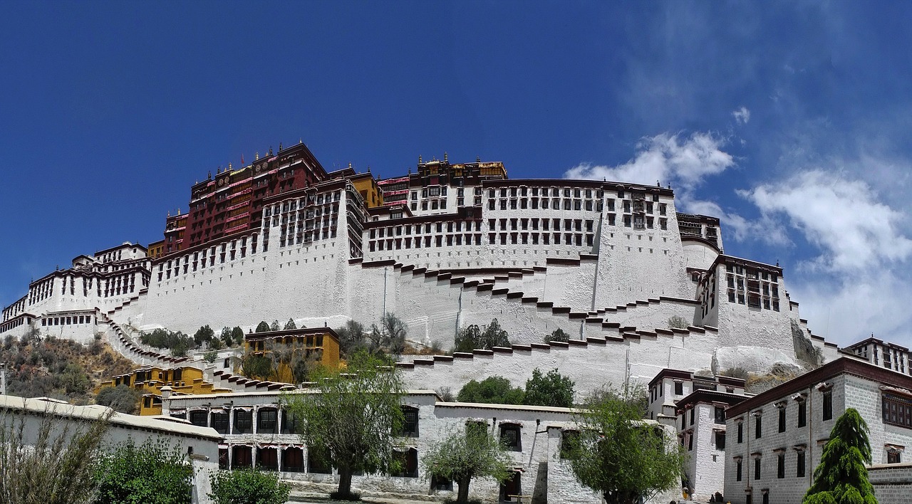 Tibetas, Potala Palace, Pastatai, Architektūra, Vaizdingas, Dangus, Debesys, Orientyras, Žinomas, Istorinis