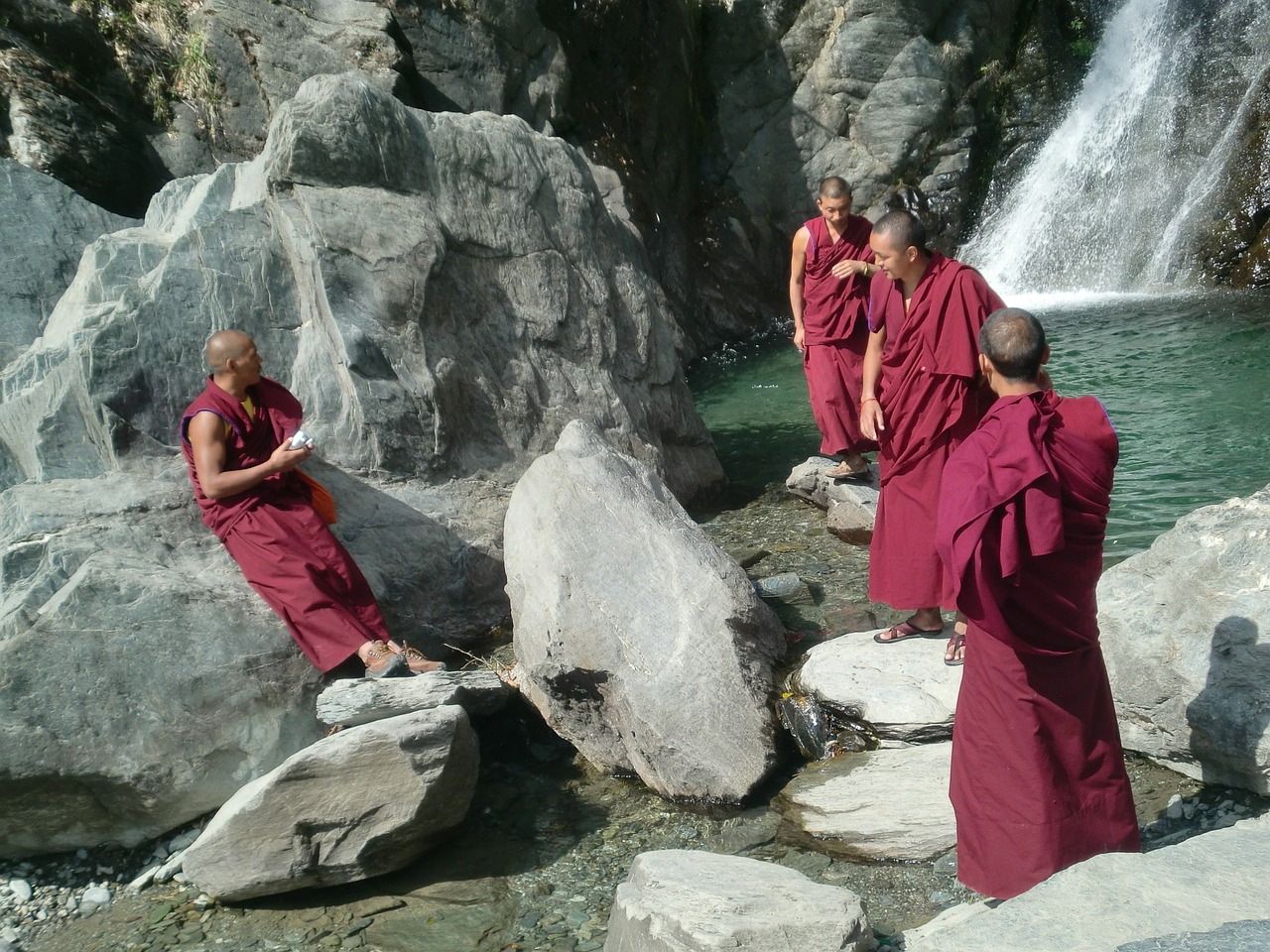 Tibetietis, Vienuoliai, Indija, Krioklys, Nemokamos Nuotraukos,  Nemokama Licenzija