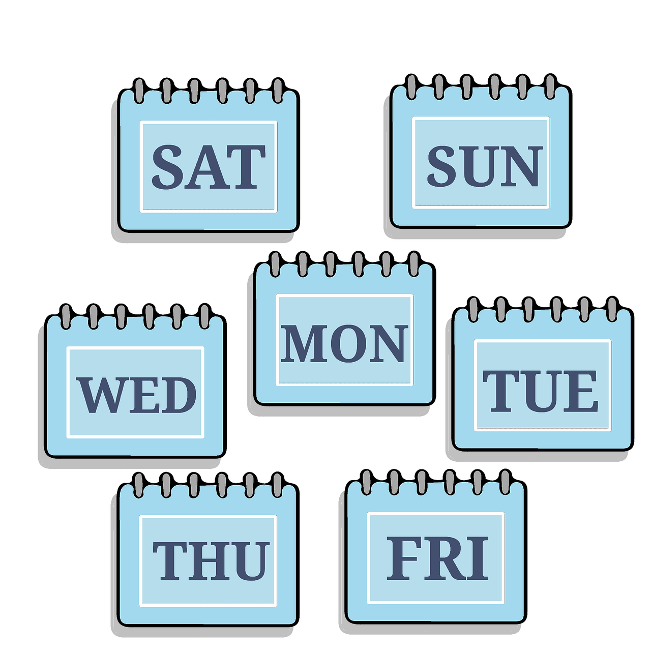 Laiko Planavimas, Savaitę, Kalendorius, Dienos, Šeštadienis, Sekmadienis, Pirmadienį, Antradienis, Trečiadienis, Ketvirtadienis