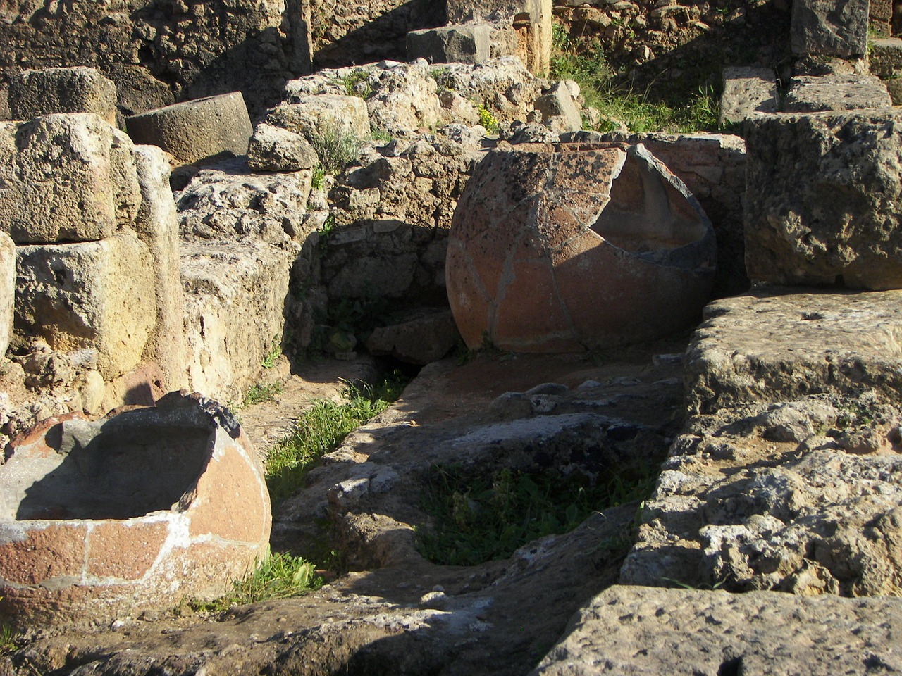 Tipasa, Algeria, Senovės, Archeologiniai, Romėnų, Akmuo, Tipaza, Sugadinti, Afrika, Amphora