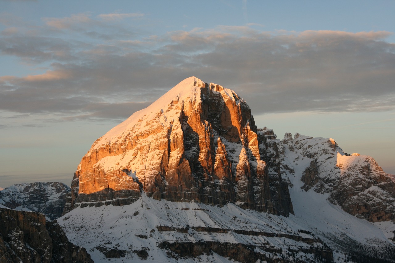 Tofana, Solomon Dirozes, Dolomitai, Cortina Dampezzo, Kalnai, Dolomiti Bellunesi, Alpenglow, Saulėlydis, Sniegas, Nemokamos Nuotraukos