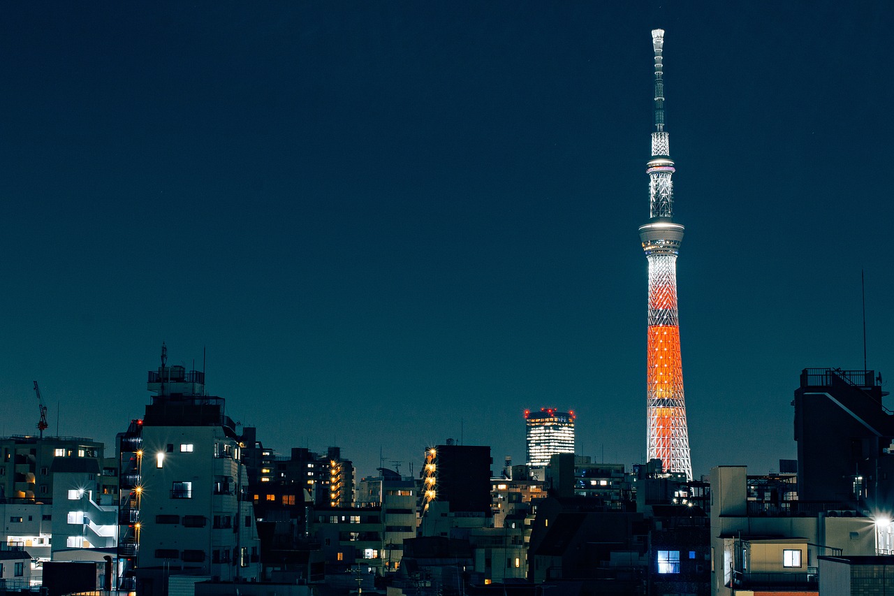 Tokyo, Dangaus Medis, Japonija, Miesto Panorama, Miestas, Architektūra, Bokštas, Japanese, Orientyras, Naktis