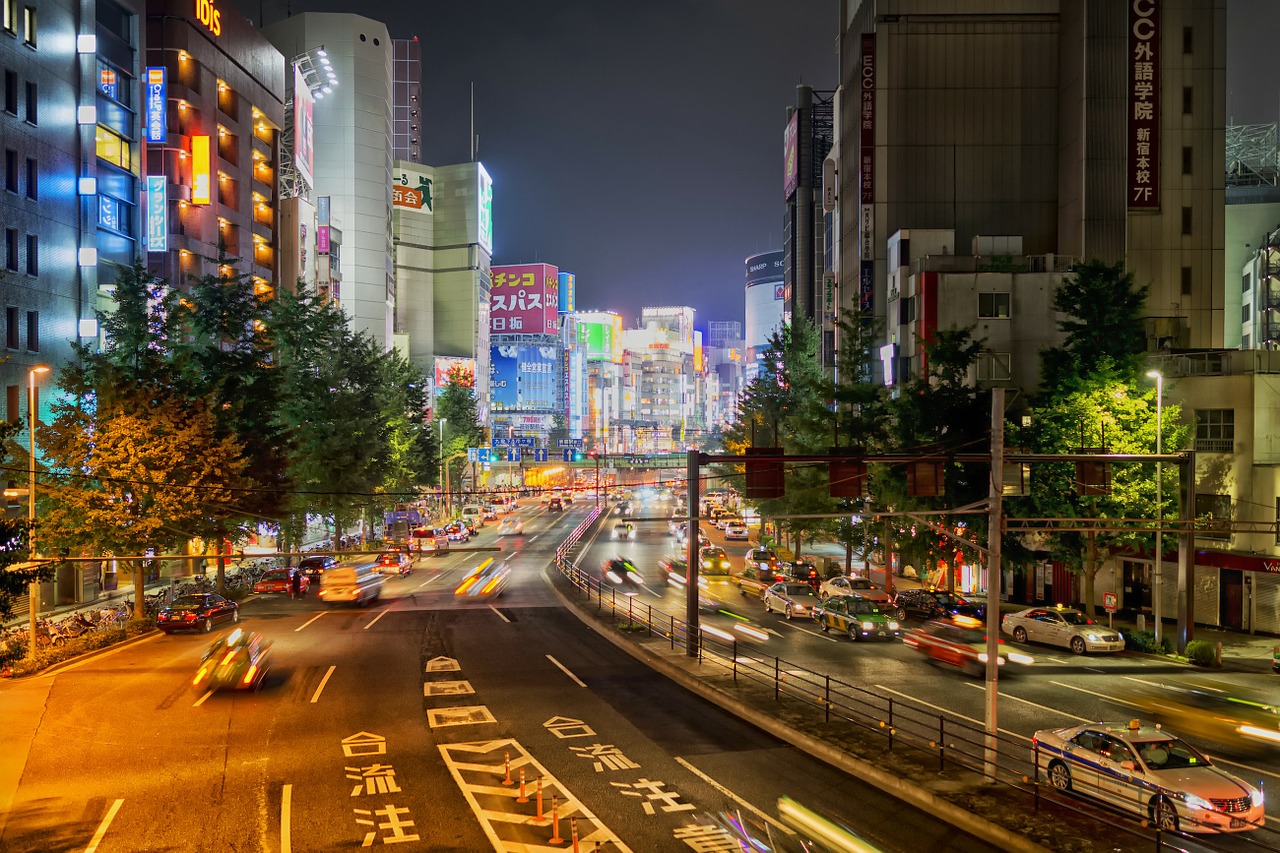 Tokyo, Japonija, Miestas, Miestai, Miesto, Gatvė, Architektūra, Naktis, Vakaras, Žibintai