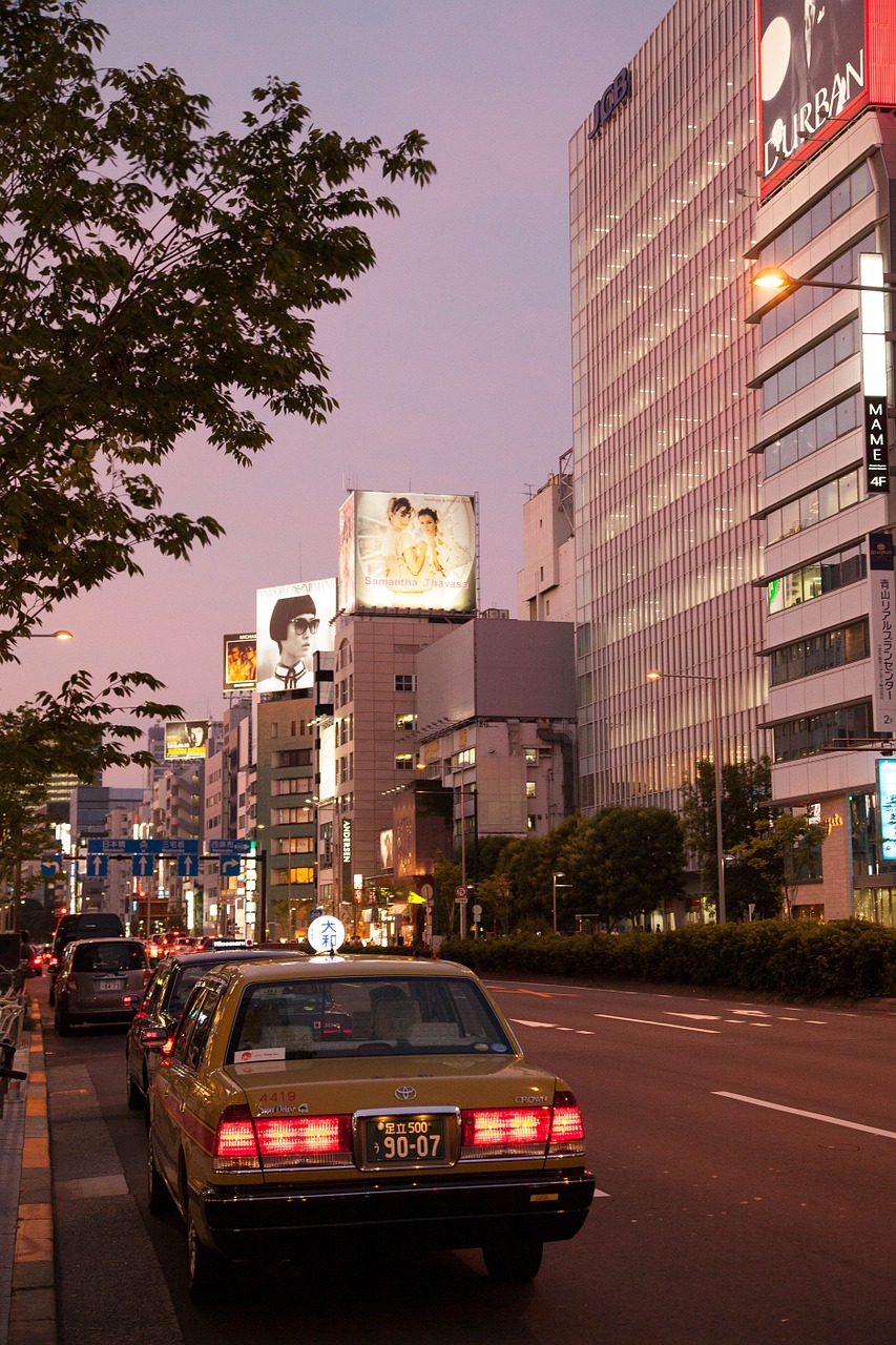 Tokyo, Taksi, Automobilis, Kelionė, Gabenimas, Paslauga, Geltona, Kelias, Gatvė, Naktis